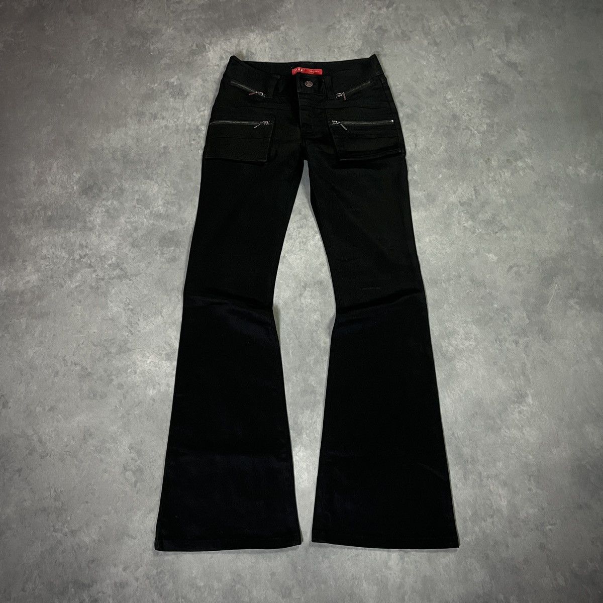 Japanese Brand 2000s P.V.R Multi Zip Black Flare Pants Y2k Lgb Ifsix Vkei Size 27" / US 4 / IT 40 - 1 Thumbnail