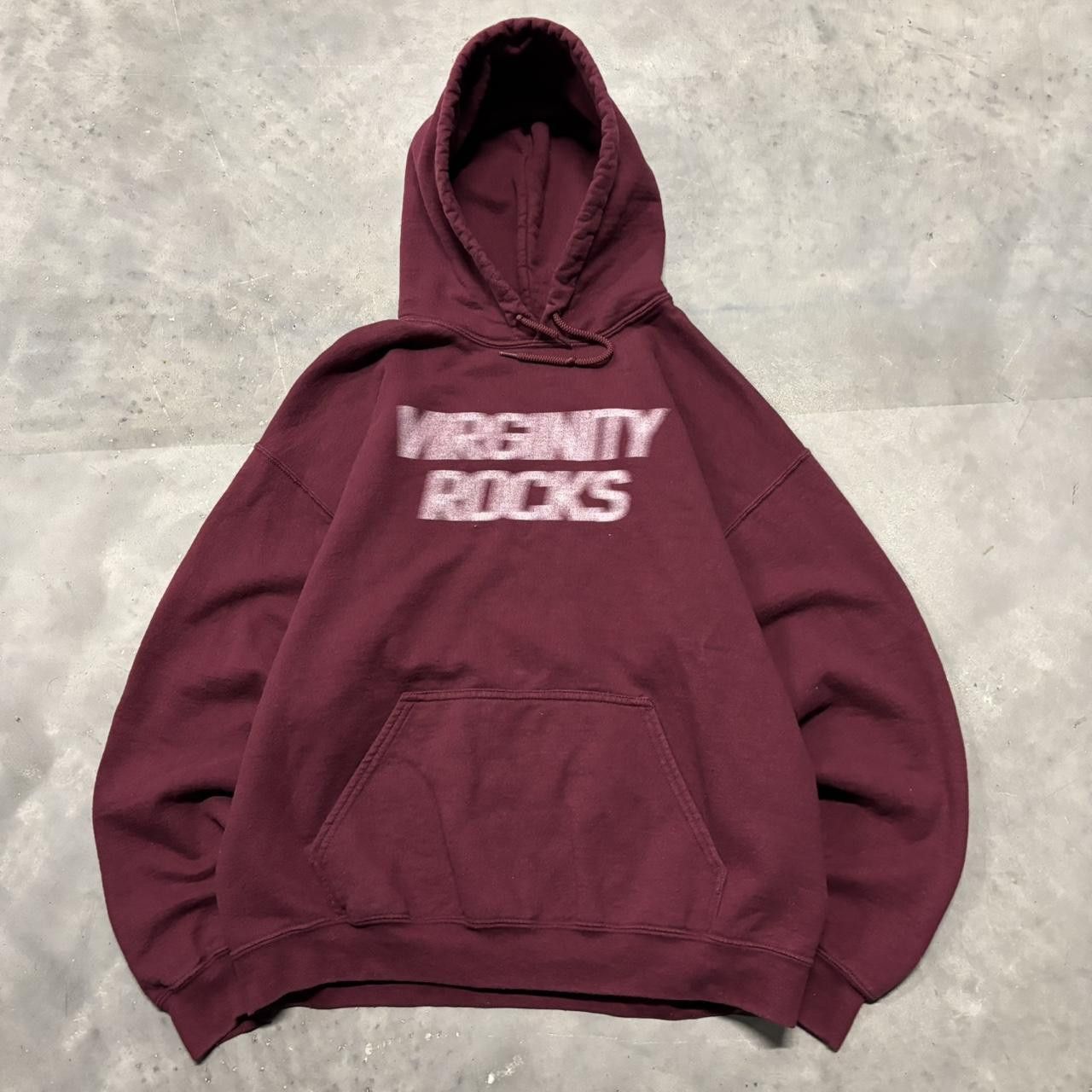 Japanese Brand × Vintage Crazy Vintage Y2K/2000s Burgundy Virginity Rocks Blurry Streetwear Funny Hoodie! Size US L / EU 52-54 / 3 - 1 Thumbnail