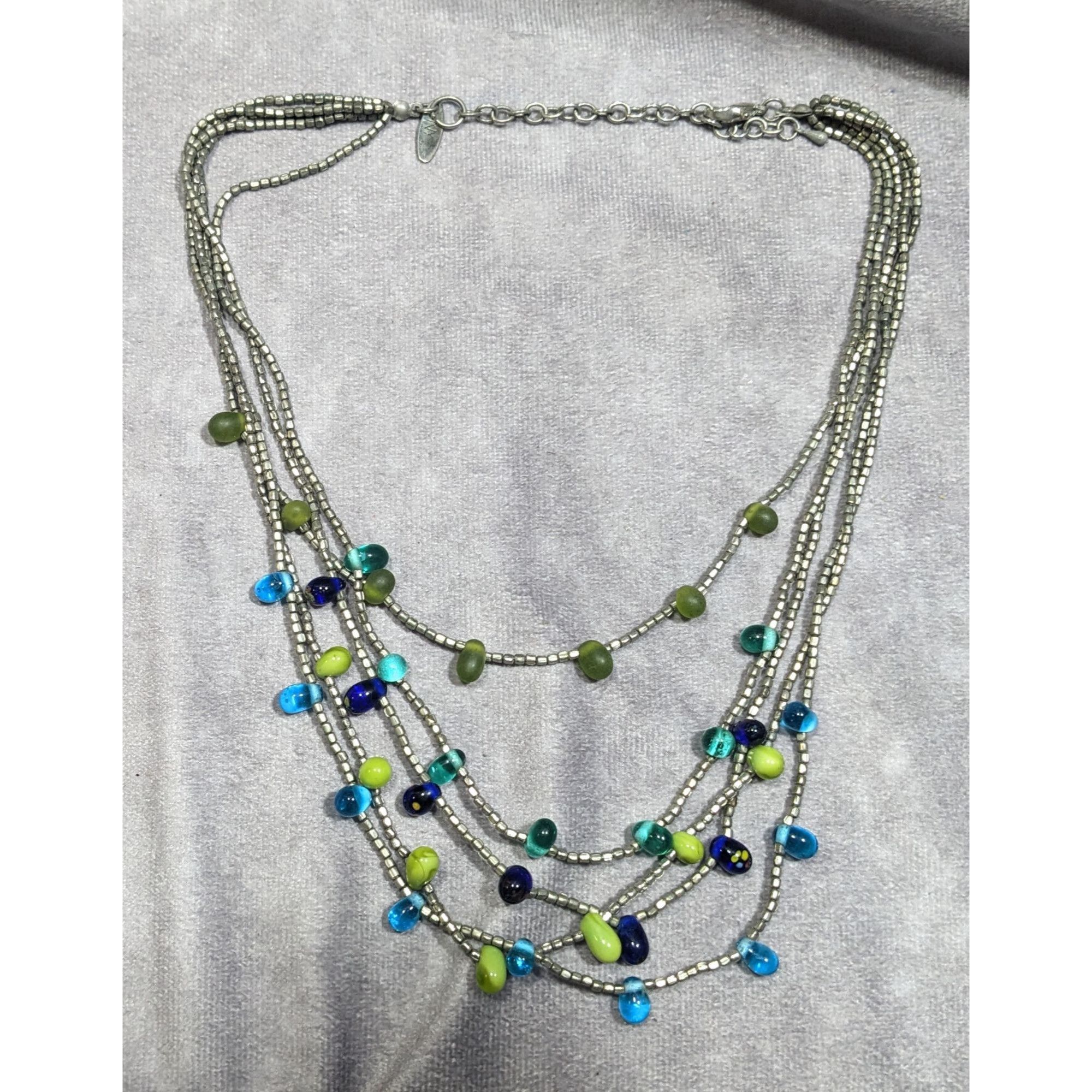 Other NY & Company Cool Tone Multilayer Glass Beaded Necklace Size ONE SIZE - 5 Thumbnail