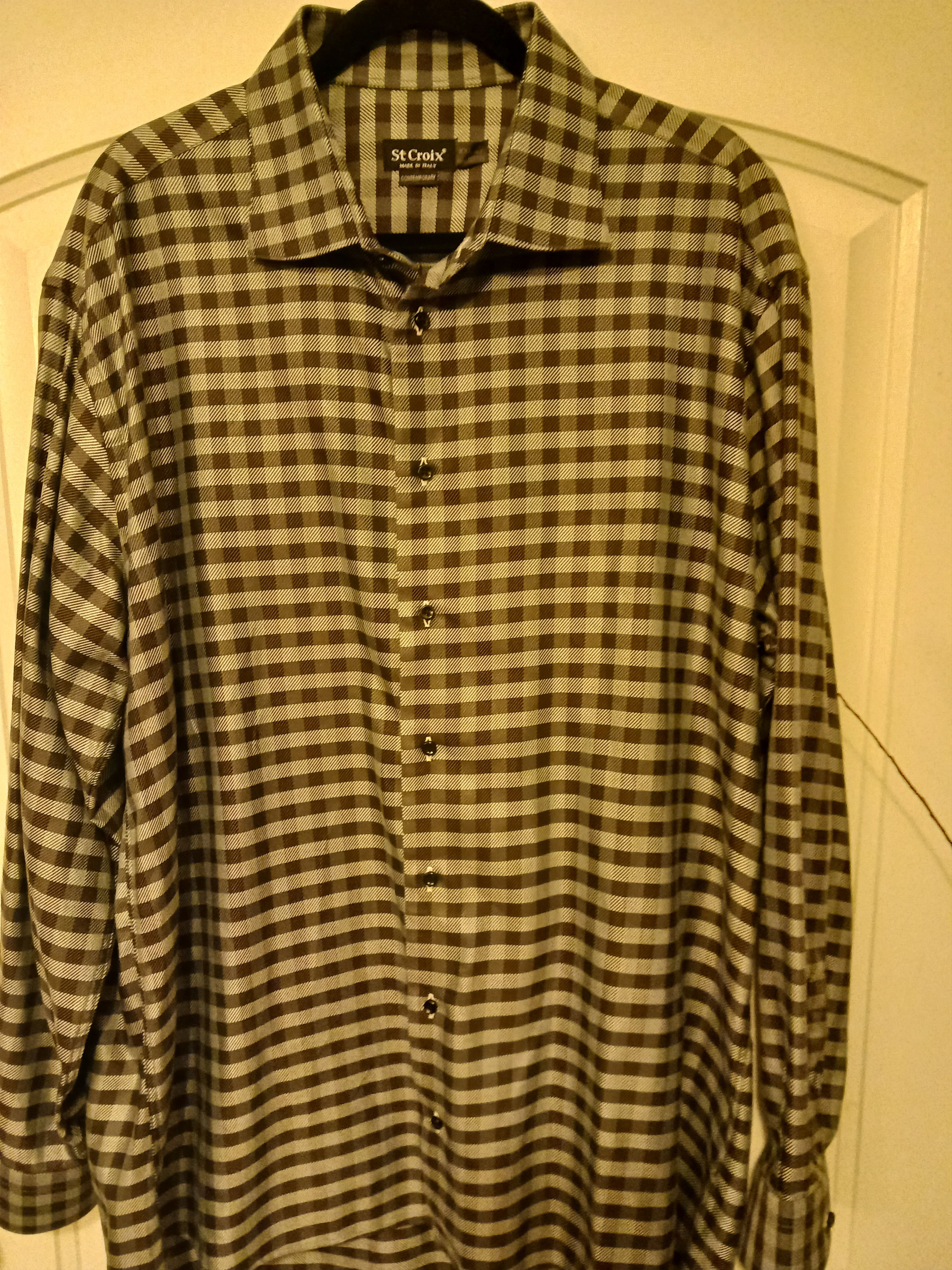 St. Croix 100% Cotton Check Long Sleeve Button Shirt Size US XXL / EU 58 / 5 - 1 Thumbnail