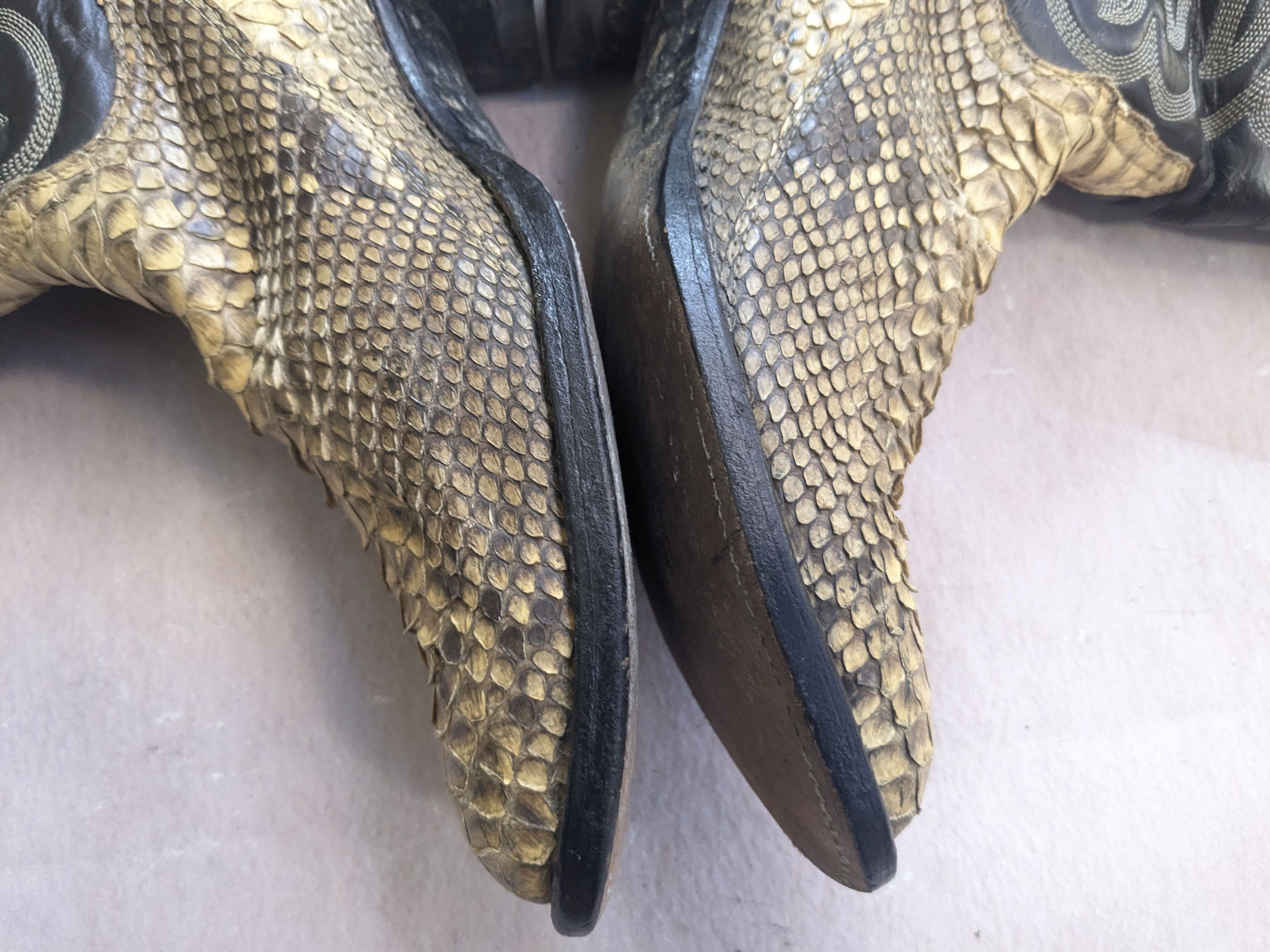 Tony Lama Tony Lama Cowboy Boots Snakeskin Python Tan Black Leather 9 Size US 9 / EU 42 - 6 Thumbnail