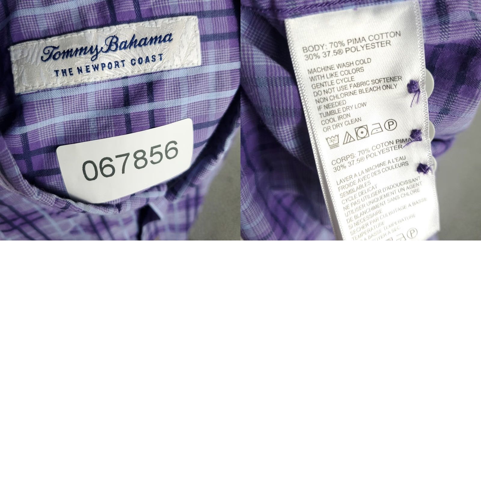 Tommy Bahama Tommy Bahama Shirt Mens Small Purple Plaid Cotton Polyester Button Long Sleeve Shirt Size US S / EU 44-46 / 1 - 8 Thumbnail