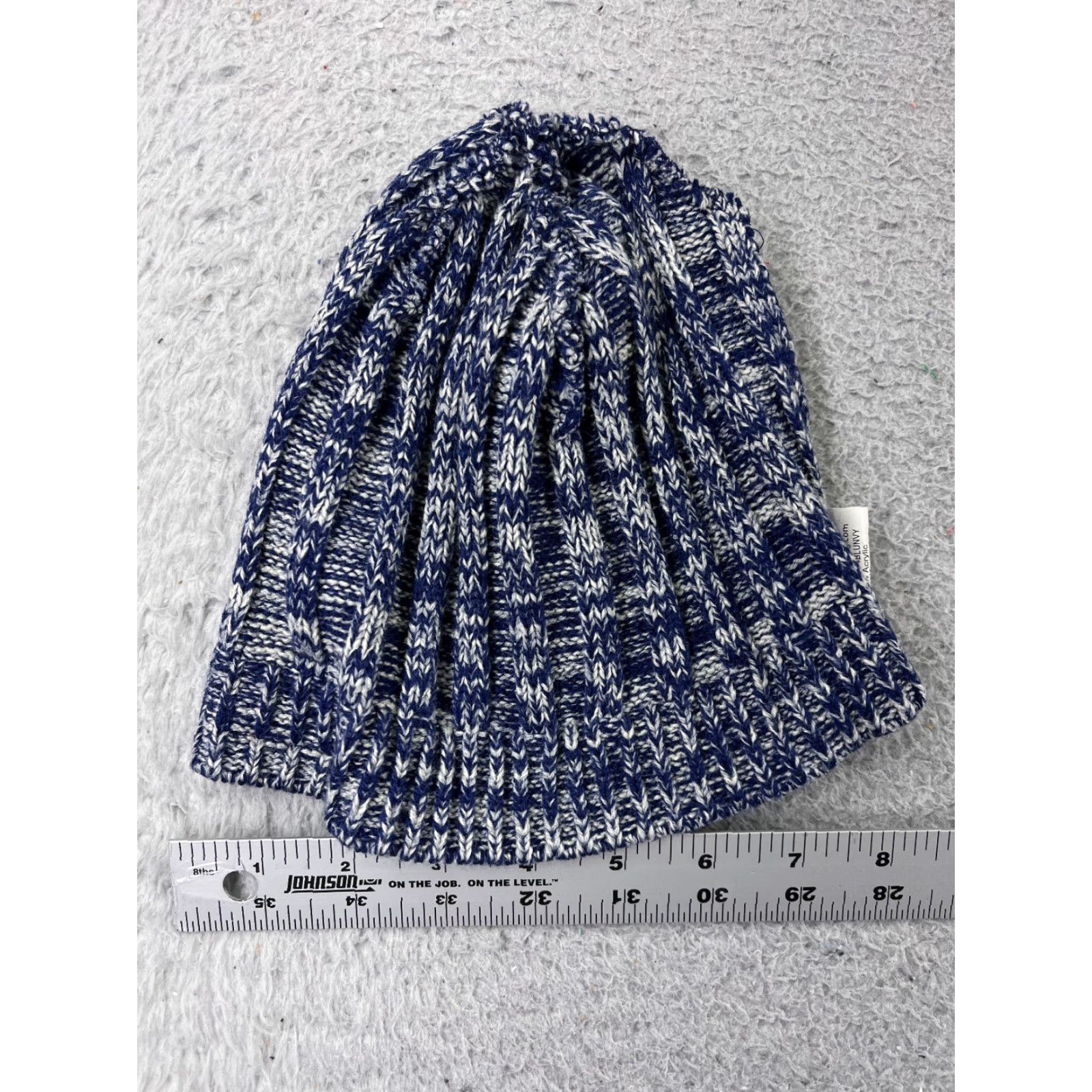Vintage Prime Line Beanie Toque Adult One Size Blue White Knit Acrylic Polyester Blend Size ONE SIZE - 4 Thumbnail