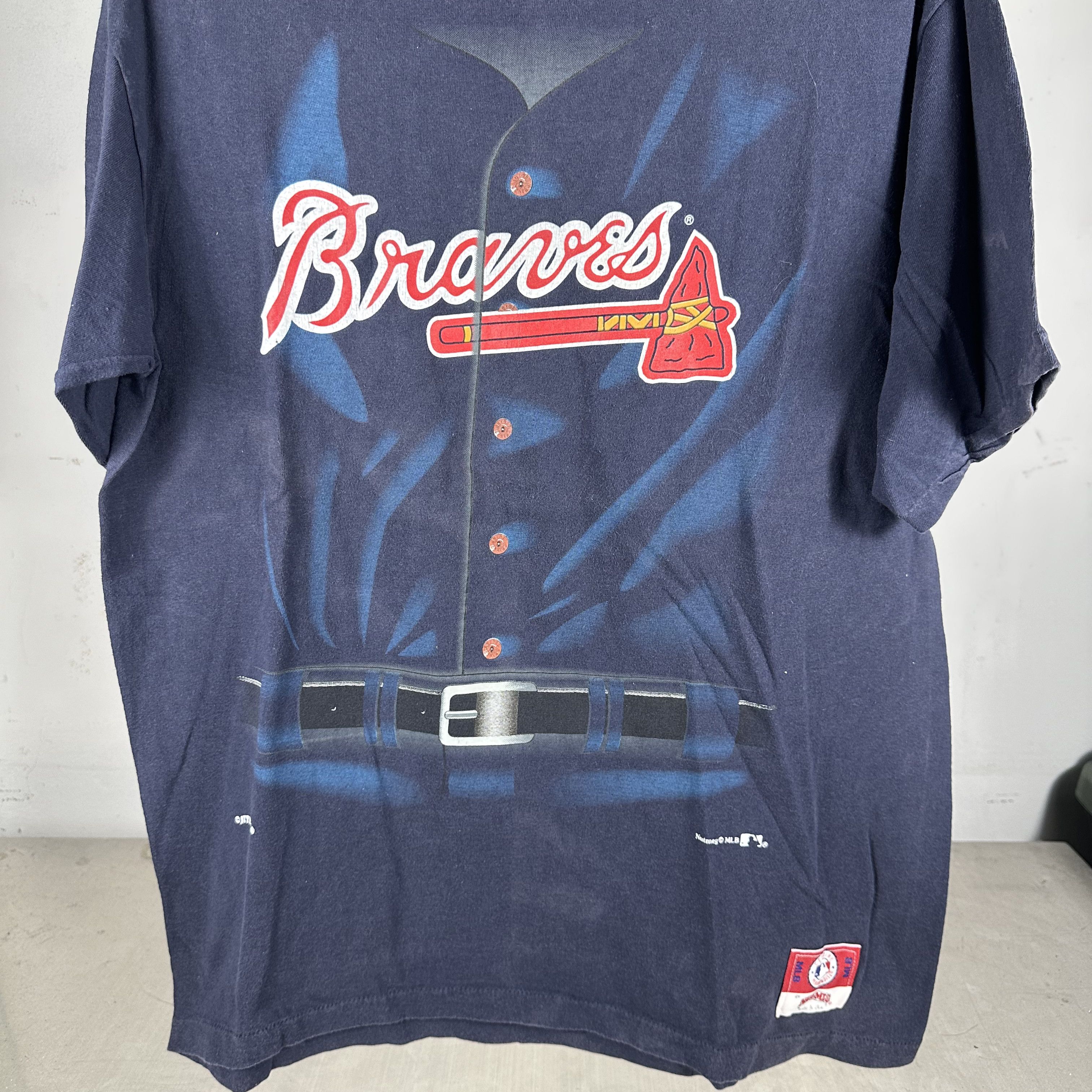 Vintage 90s Atlanta Braves Baseball MLB Nutmeg Single Stitch T-Shirt Size US L / EU 52-54 / 3 - 2 Thumbnail