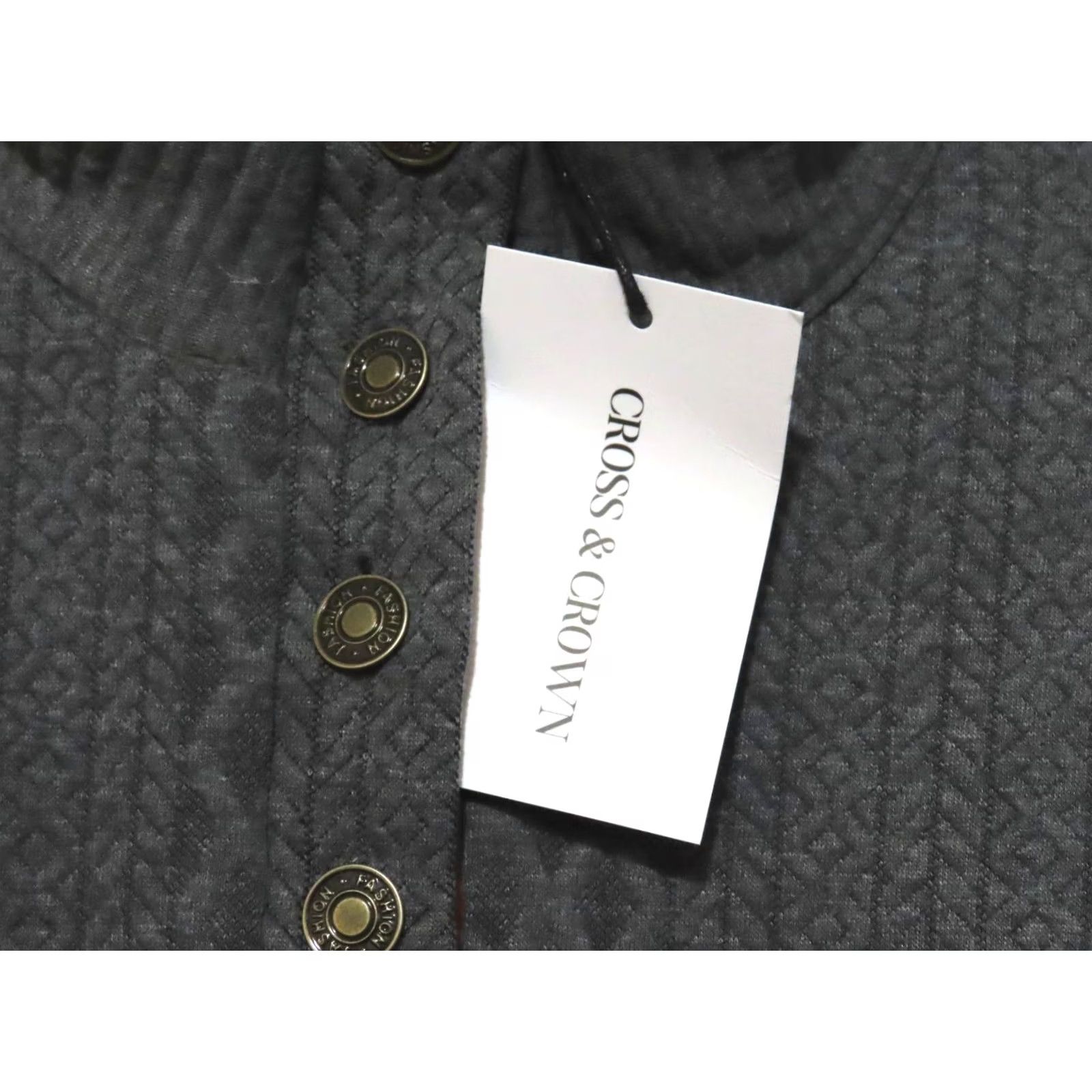 Vintage Cross & Crown Shirt Mens XL Gray Henley Sweater Sweatshirt Elbow Patch Button NWT Size US XL / EU 56 / 4 - 4 Thumbnail