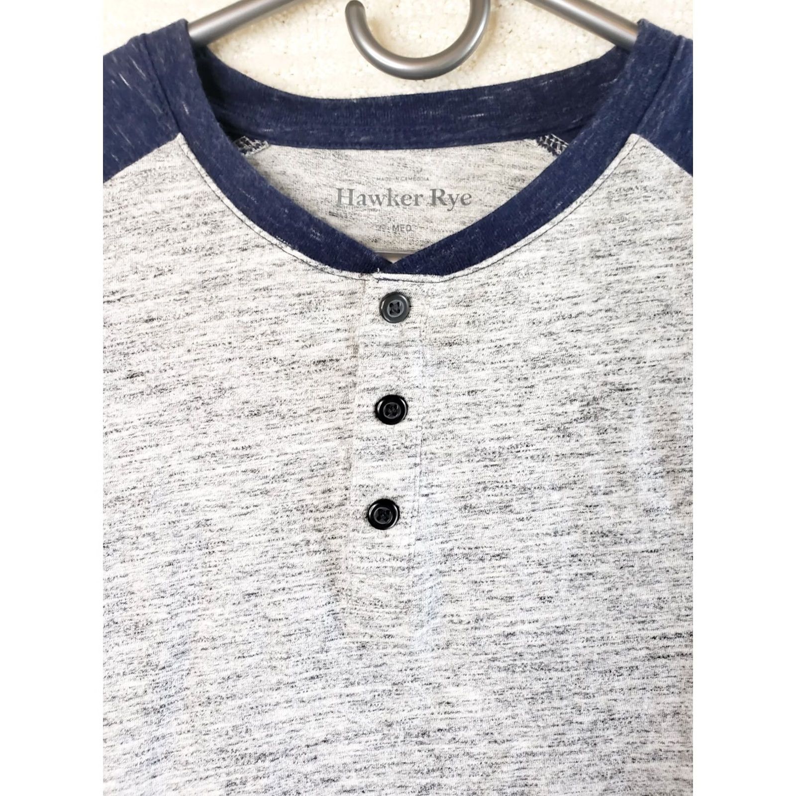 Vintage VINTAGE Hawker Rye Shirt Henley Baseball Style Long Sleeve 3/4 Sleeve Mens XLT Gray Blue NWOT Size US XL / EU 56 / 4 - 4 Thumbnail