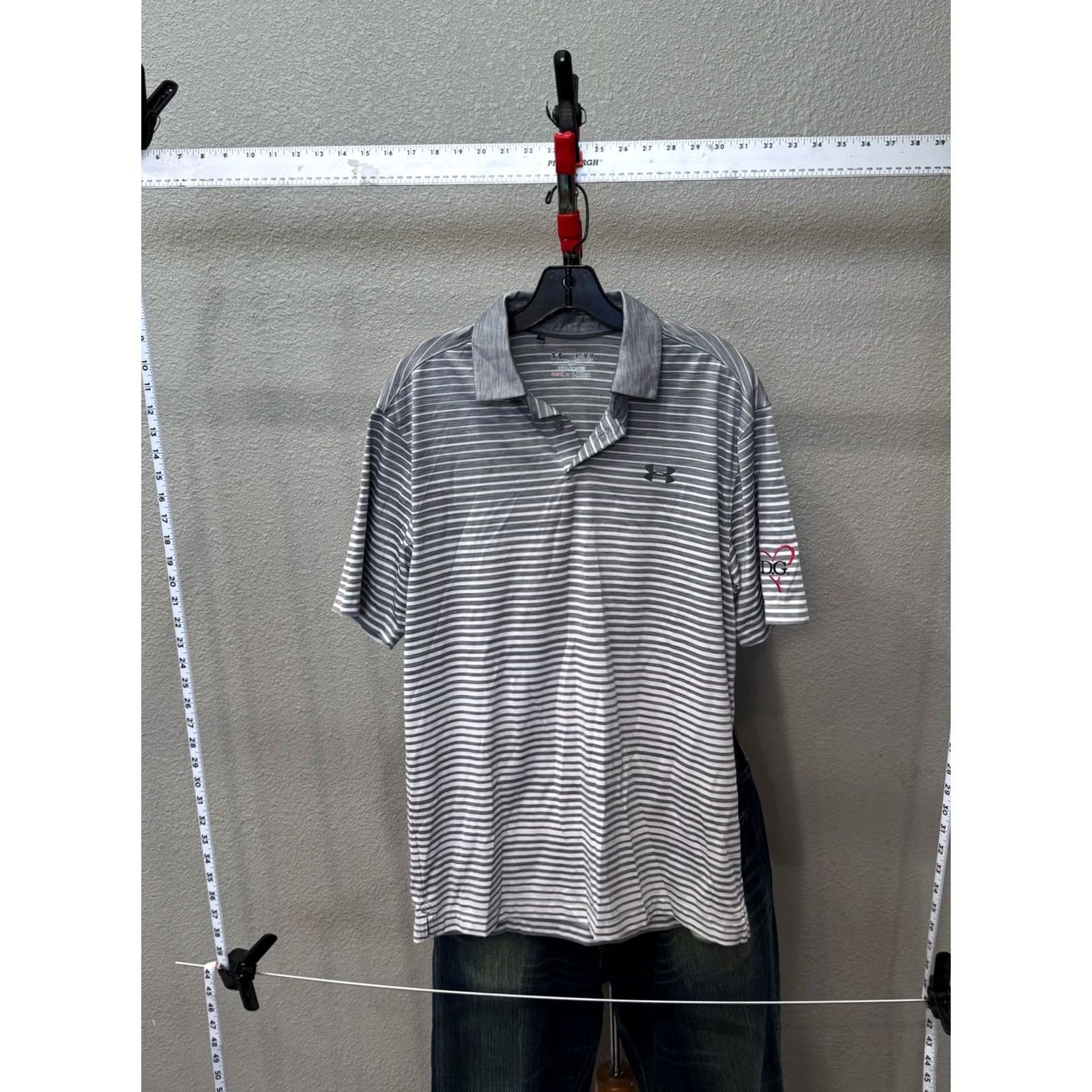 Under Armour Under Armour POLO SHIRT Men Medium M Gray Stripe DG Heart Size US M / EU 48-50 / 2 - 2 Thumbnail