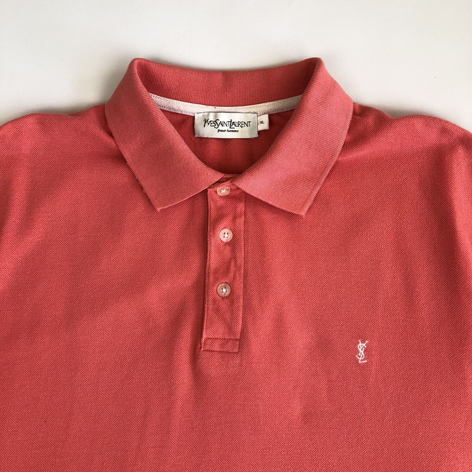 Yves Saint Laurent YSL Logo Pink Polo Yves Saint Laurent Vintage Size US XL / EU 56 / 4 - 2 Thumbnail