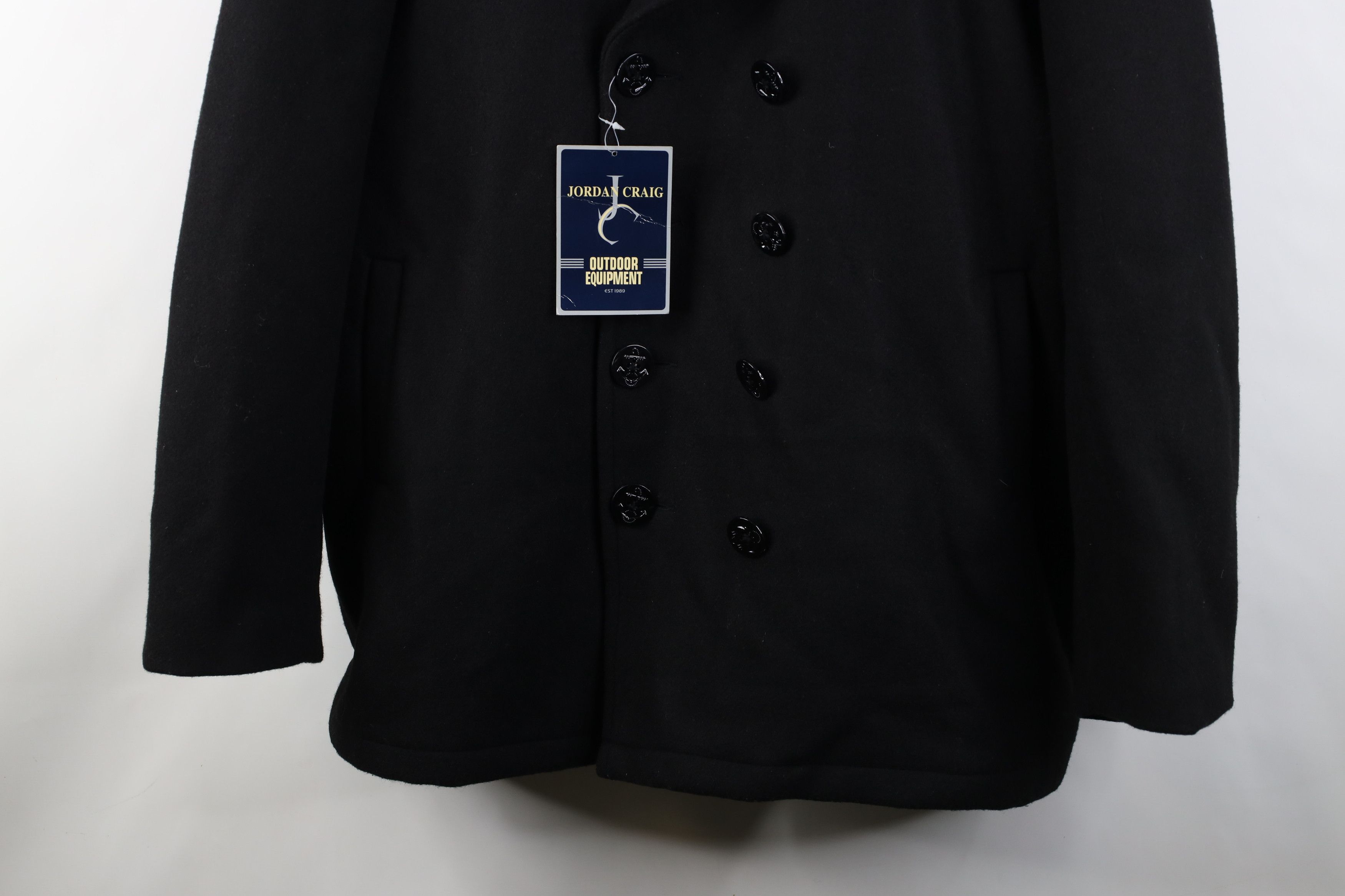 Vintage Deadstock Vintage 90s Y2K Wool Naval Peacoat Jacket Black Size US L / EU 52-54 / 3 - 3 Thumbnail