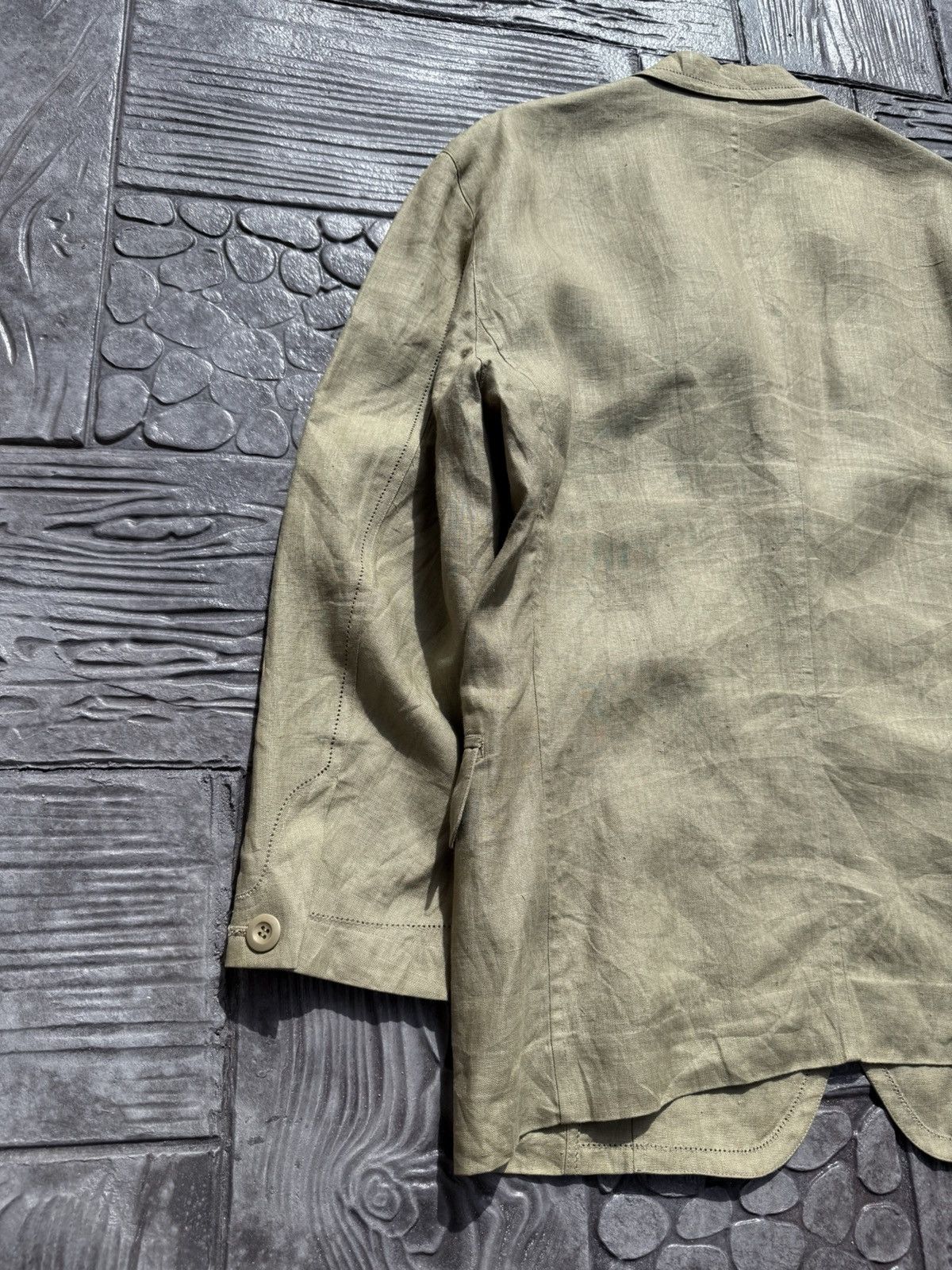 Issey Miyake Issey Miyake Tailored Linen Laurel Green Blazer Jacket Size 38R - 14 Thumbnail