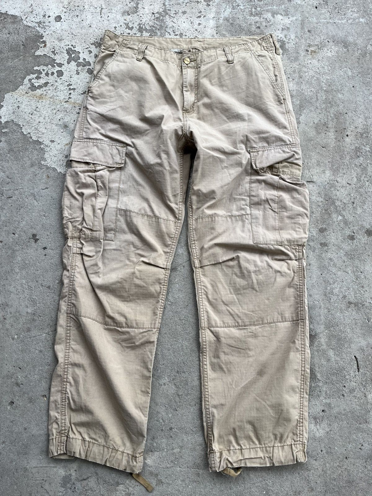 Carhartt × Carhartt Wip 90s Carhartt Double Knee Cargo Faded Distressed Pants Y2K Size US 36 / EU 52 - 3 Thumbnail