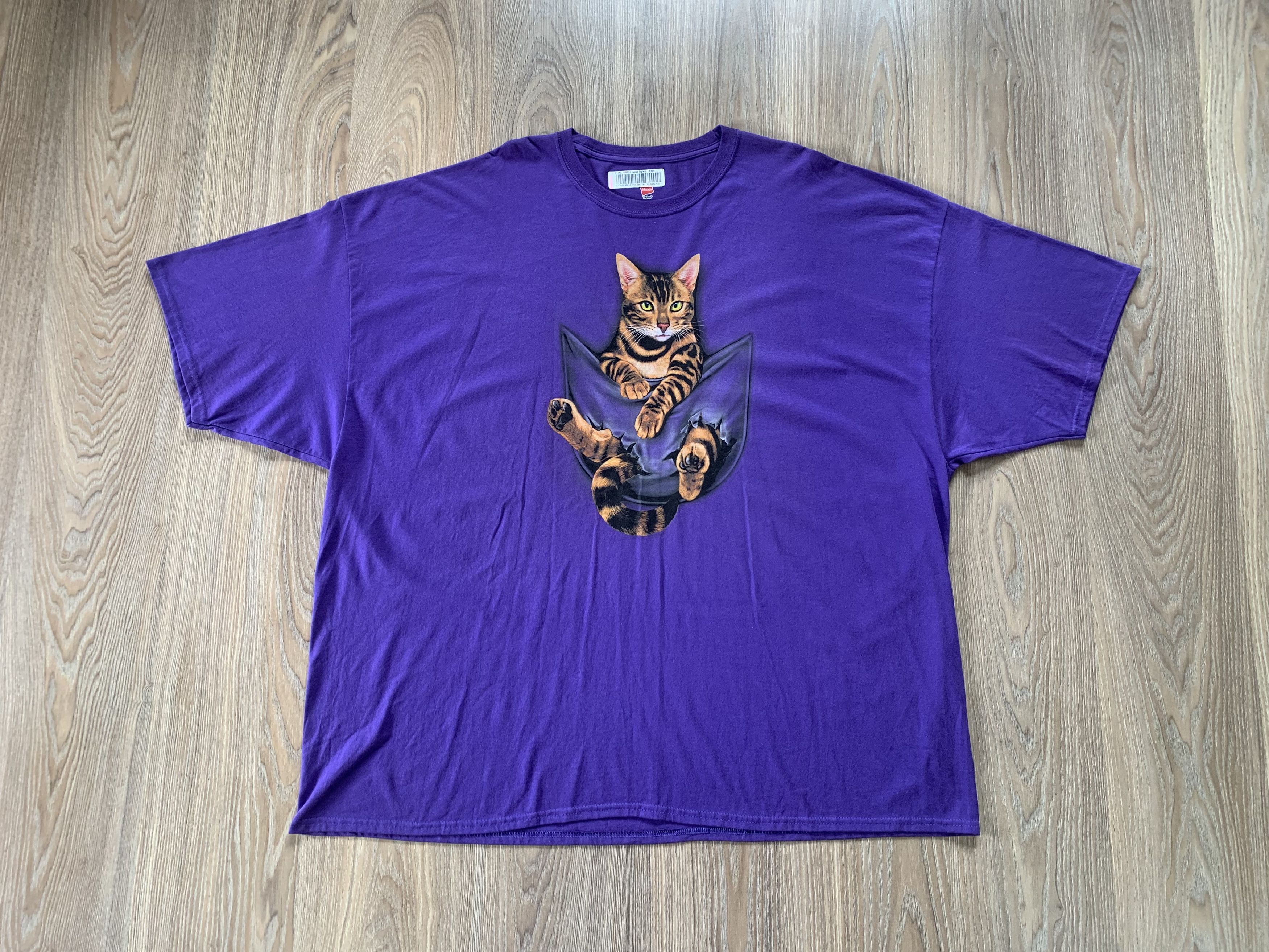 Hanes Hanes Cat In Pocket Printed T-Shirt Size US XXL / EU 58 / 5 - 1 Thumbnail