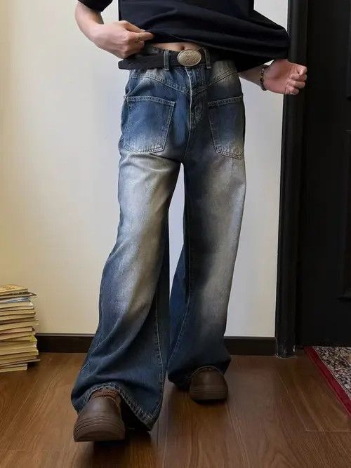 Japanese Brand Washed Vintage Gradient Straight Jeans Size US 32 / EU 48 - 2 Thumbnail