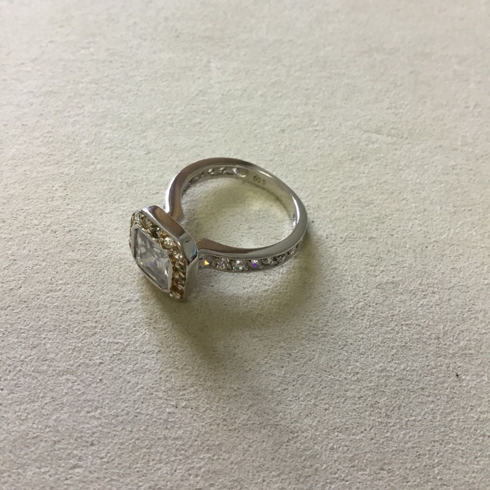 Other Sterling Silver Square Crystal Ring Size ONE SIZE - 6 Thumbnail