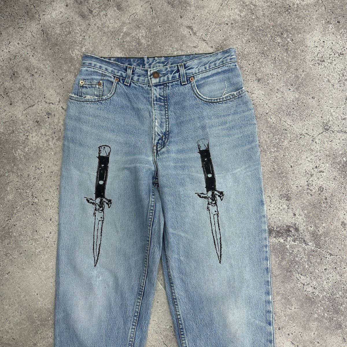 Levi's Vintage 90s Levis 501 Orange Tab Knifes Agony custom jeans Size US 30 / EU 46 - 3 Thumbnail