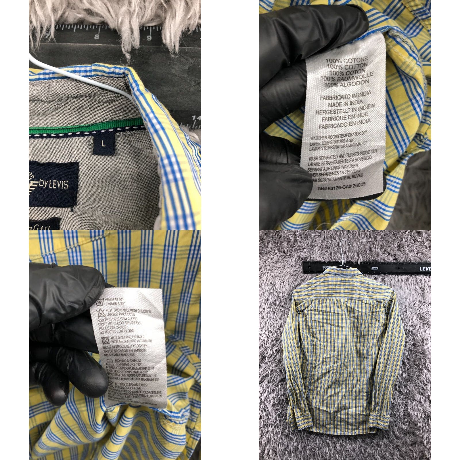 Dockers VINTAGE Dockers Yellow Plaid Shirt Mens L Long Sleeve Spread Collar Size US L / EU 52-54 / 3 - 8 Thumbnail