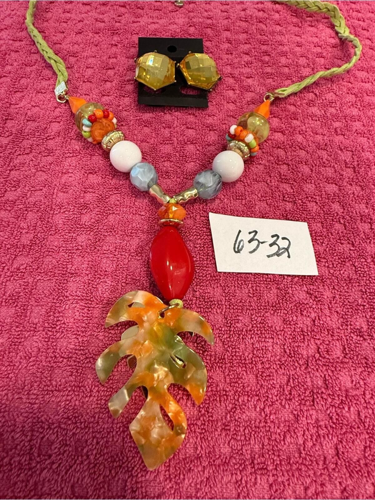 Other Tropical necklace earring set multicolor bead Amber earrings Size ONE SIZE - 11 Thumbnail