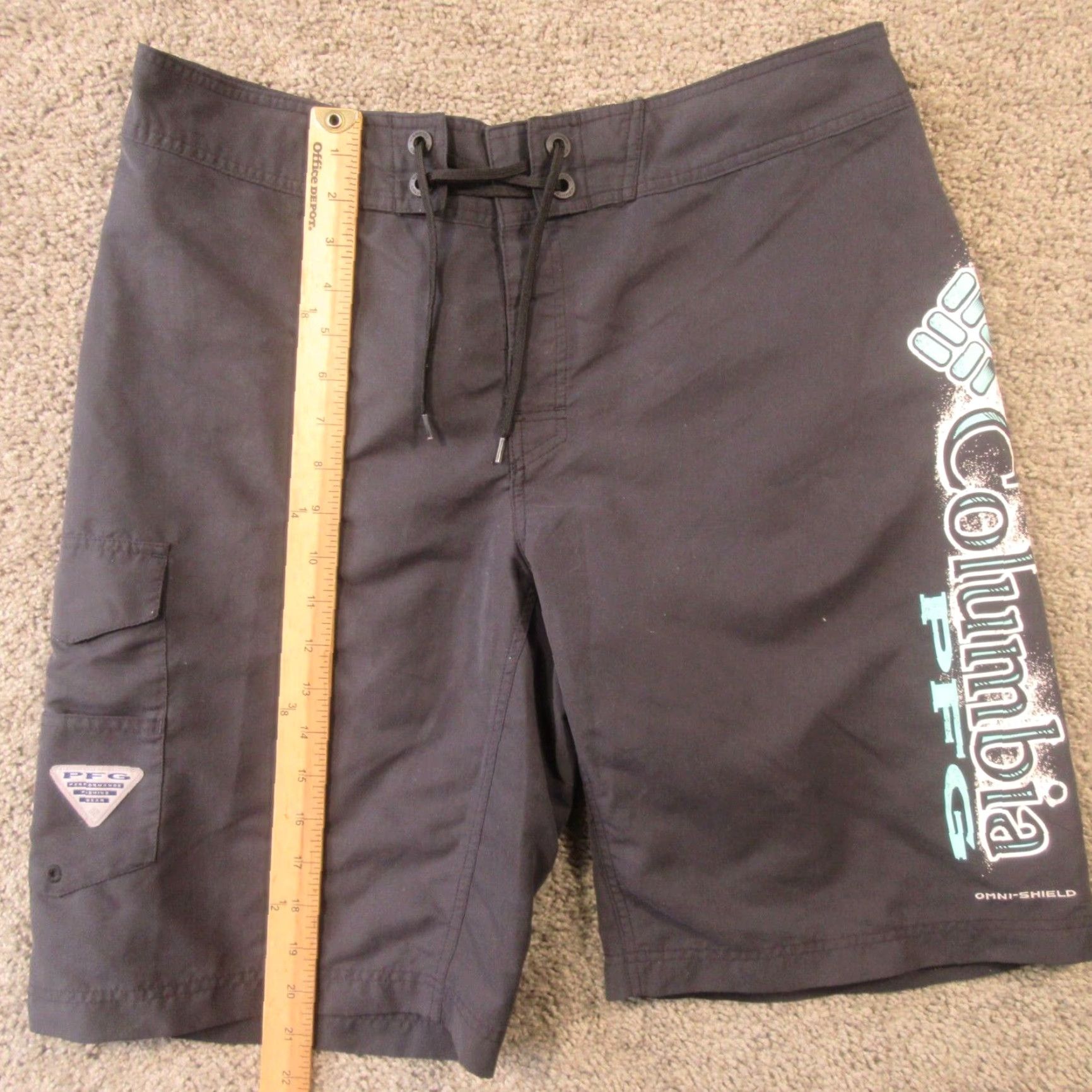 Vintage Columbia Board Shorts Mens 34 Black PFG Quick Dry Drawstring Pockets Surfing Size US 34 / EU 50 - 3 Thumbnail
