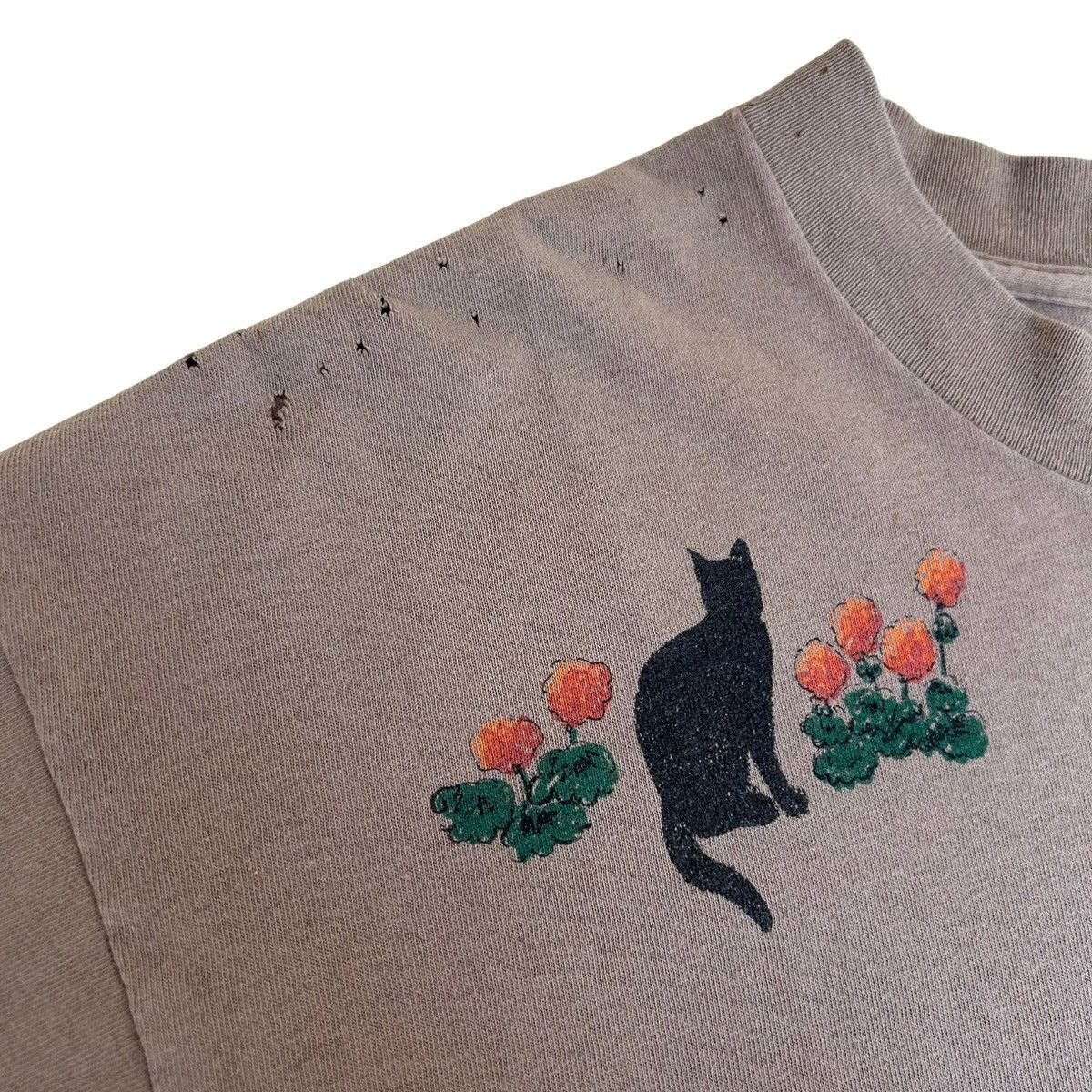 Vintage 1996 Cats and Flowers Vintage AOP Graphic T Shirt Size L / US 10 / IT 46 - 5 Thumbnail