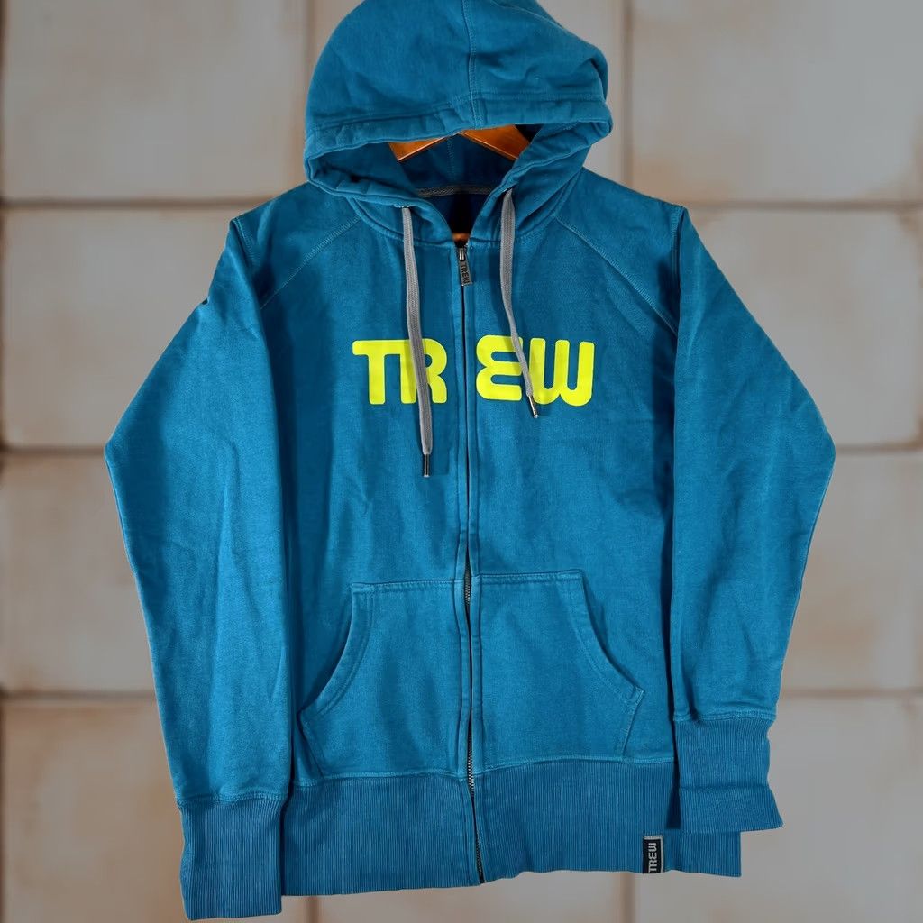 Vintage Trew Gear Hoodie Women M Blue Heavyweight Cotton Full Zip Workwear Logo Sweatshirt Hoodie Size M / US 6-8 / IT 42-44 - 1 Thumbnail
