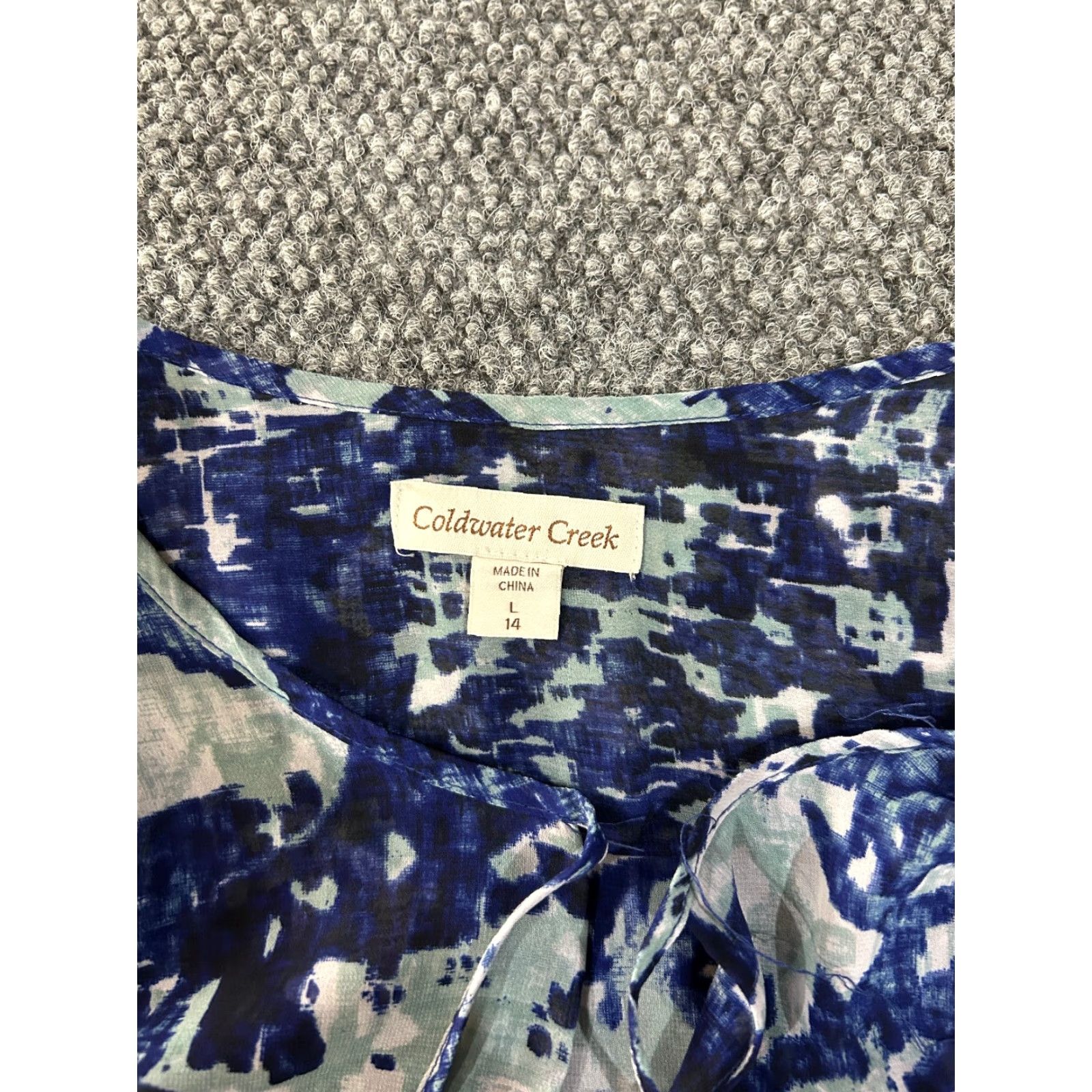 Coldwater Creek Coldwater Creek Blouse Shirt Womens Large Blue Green Abstract Knit Stretch Long Sleeve Casual Size L / US 10 / IT 46 - 3 Thumbnail