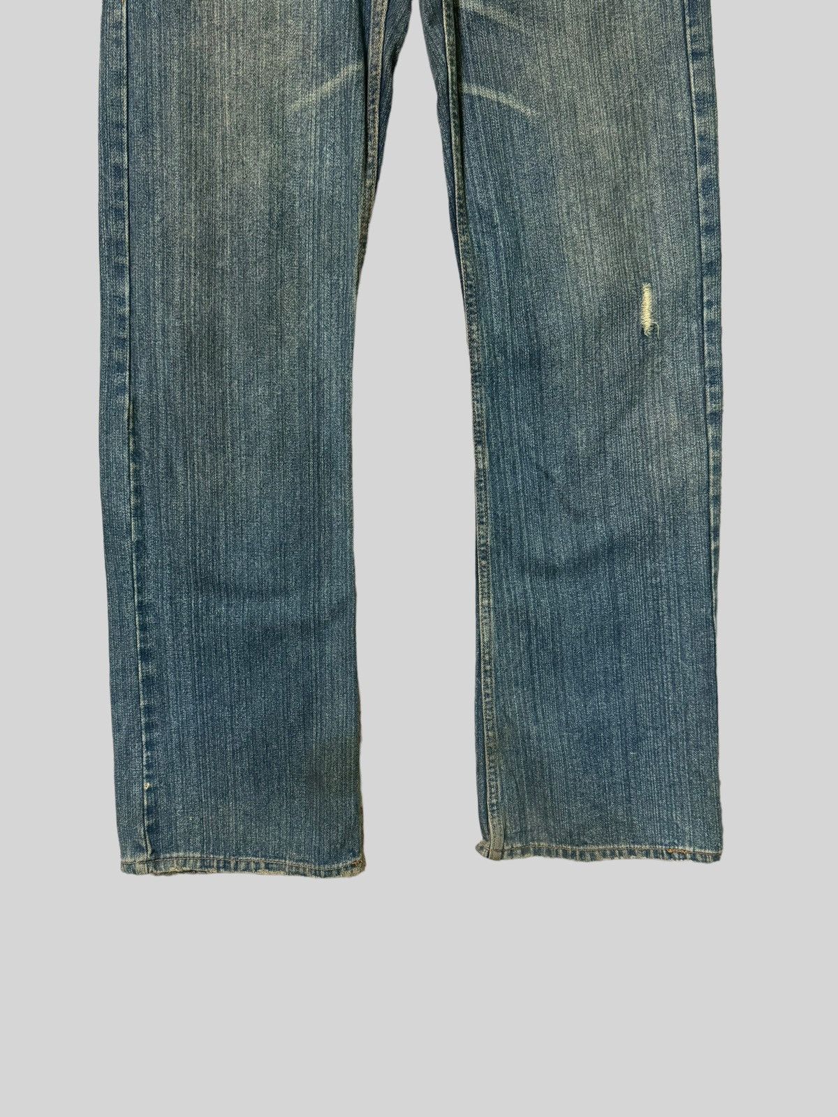 Japanese Brand Flared THRASHED NYLAUS CREW DESIGN WORK DISTRESSED DENIM Size US 30 / EU 46 - 6 Thumbnail