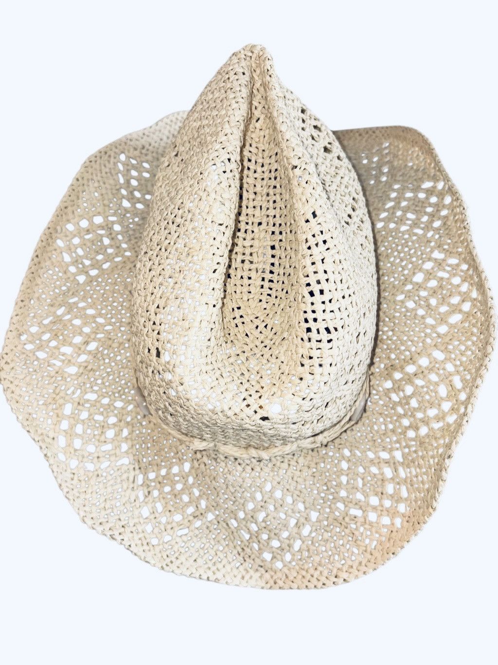 Vintage Vintage Sundance Crochet Raffia Cowboy Hat Size ONE SIZE - 1 Thumbnail