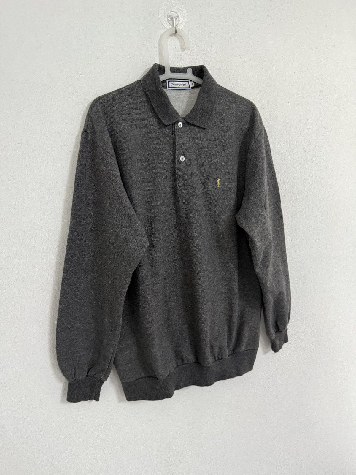 Yves Saint Laurent YSL Sweatshirt Polo vintage Yves Saint Laurent Gray Size US M / EU 48-50 / 2 - 2 Thumbnail