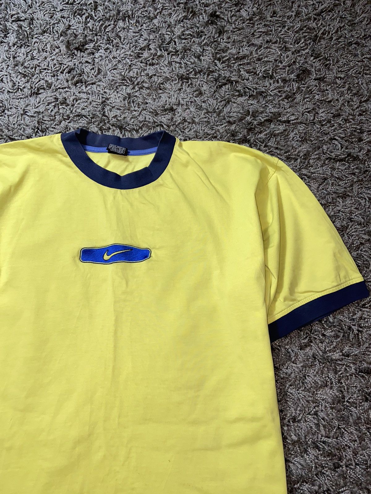 Nike × Vintage NIKE VINTAGE Y2K BOX SWOOSH LOGO YELLOW COTTON T-SHIRT Size US XL / EU 56 / 4 - 2 Thumbnail