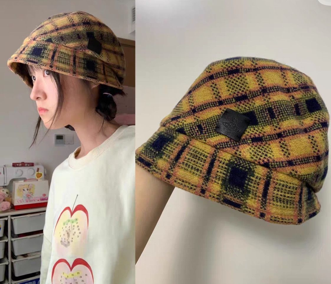 Vivienne Westwood Vivienne Westwood Yellow checkered newsboy cap, 100% wool Size ONE SIZE - 4 Thumbnail
