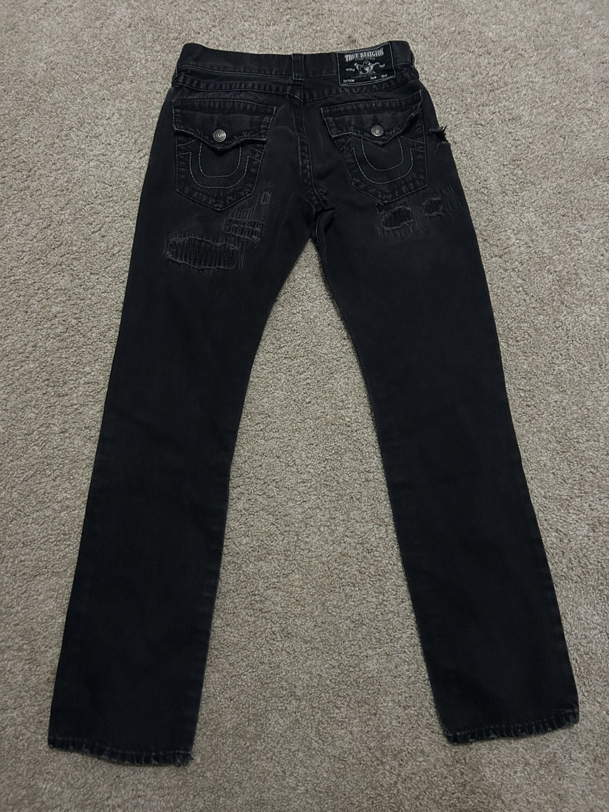 True Religion Black Distressed & Patched True Religion Jeans Size US 30 / EU 46 - 2 Thumbnail
