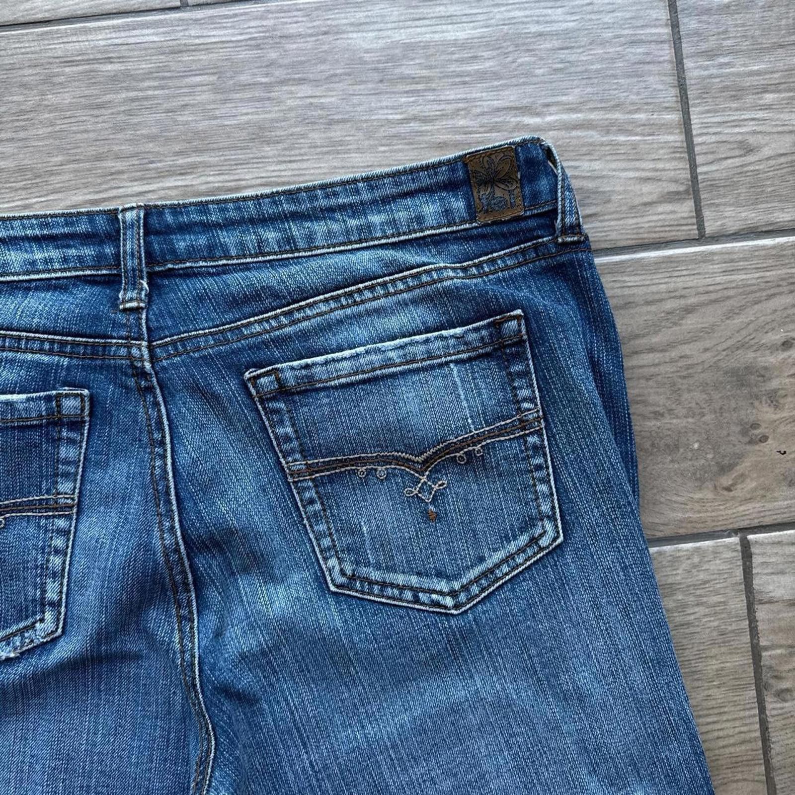 L.E.I. Y2K Lei Sophia Flared Low rise 00 Embroidered Jeans Size 34" / US 12 / IT 48 - 5 Thumbnail