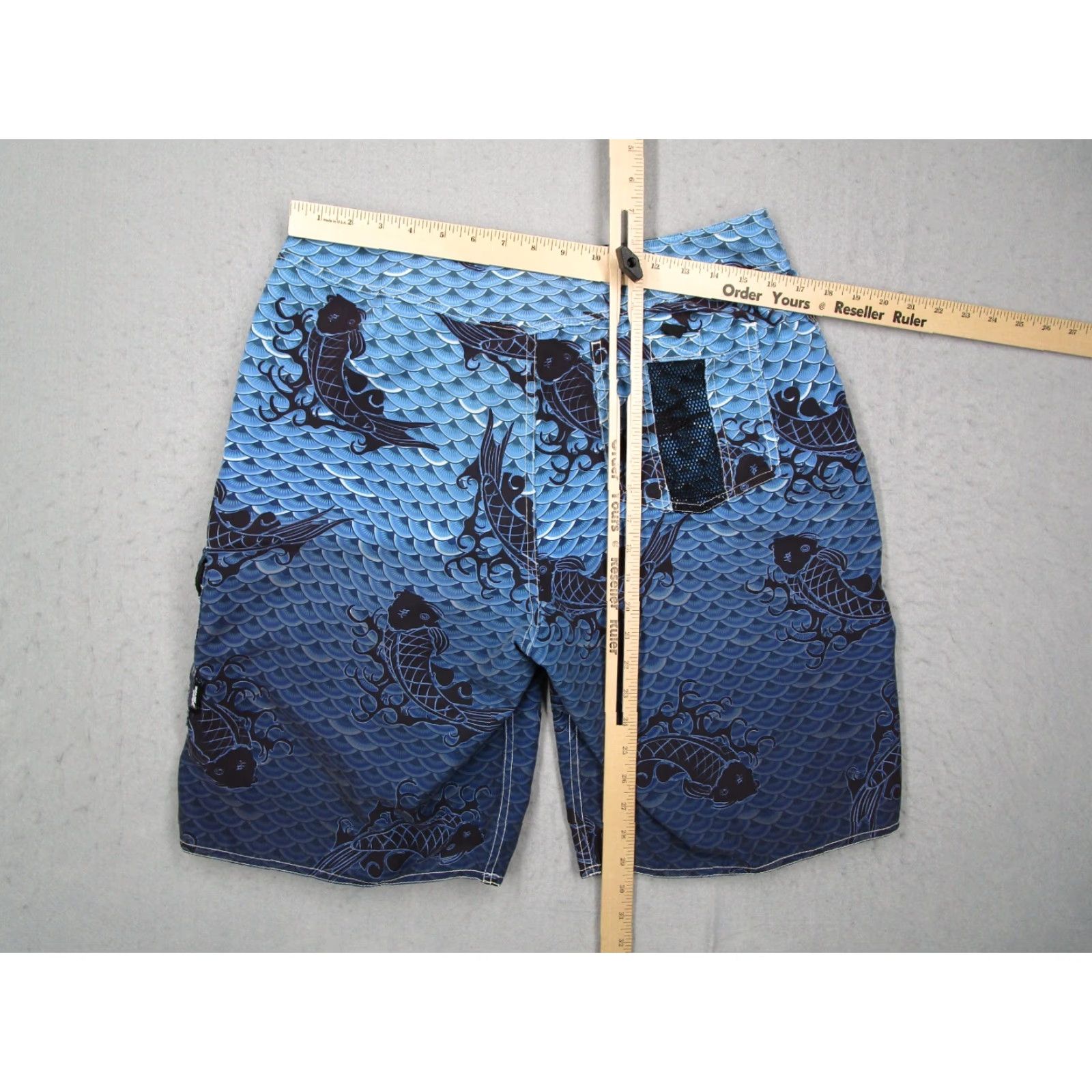 No Fear No Fear Board Shorts Mens 33 Blue Allover Coy Fish 10" Surf Swim Trunks Beach Size US 33 - 4 Thumbnail