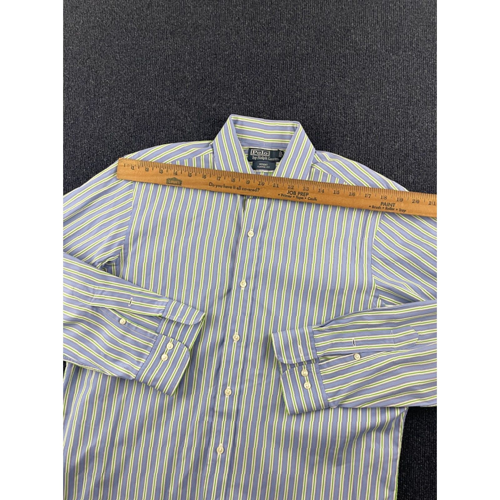 Polo Ralph Lauren Dress Shirt Mens 16 32/33 Blue Stripe Regent Classic Fit  Shirt Mens