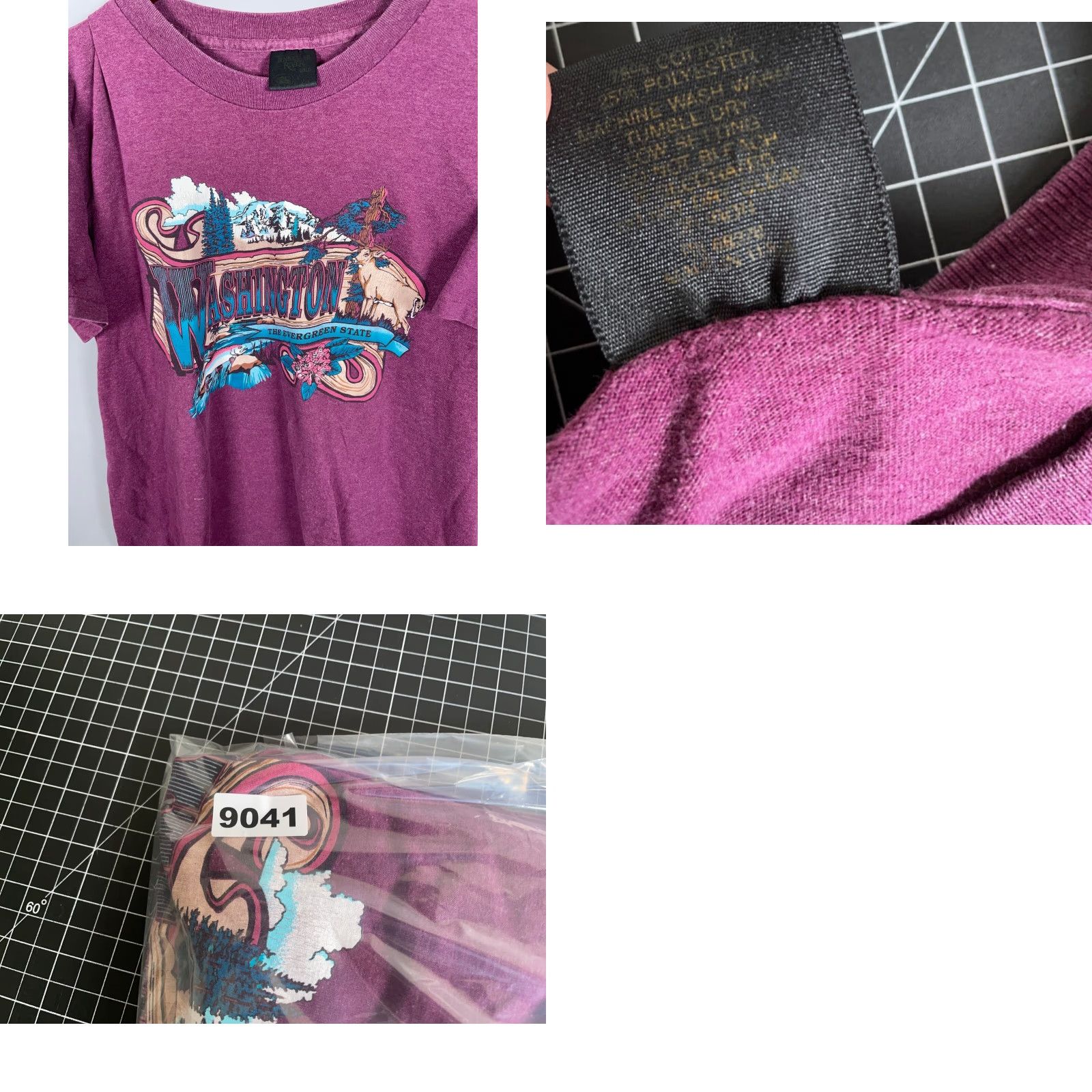 Vintage VINTAGE Washington State T-Shirt Adult Large Dark Red Tennessee River Single Stitch Cotton Polyester Blend 1990s 90s Mens Shirt Size US L / EU 52-54 / 3 - 8 Thumbnail