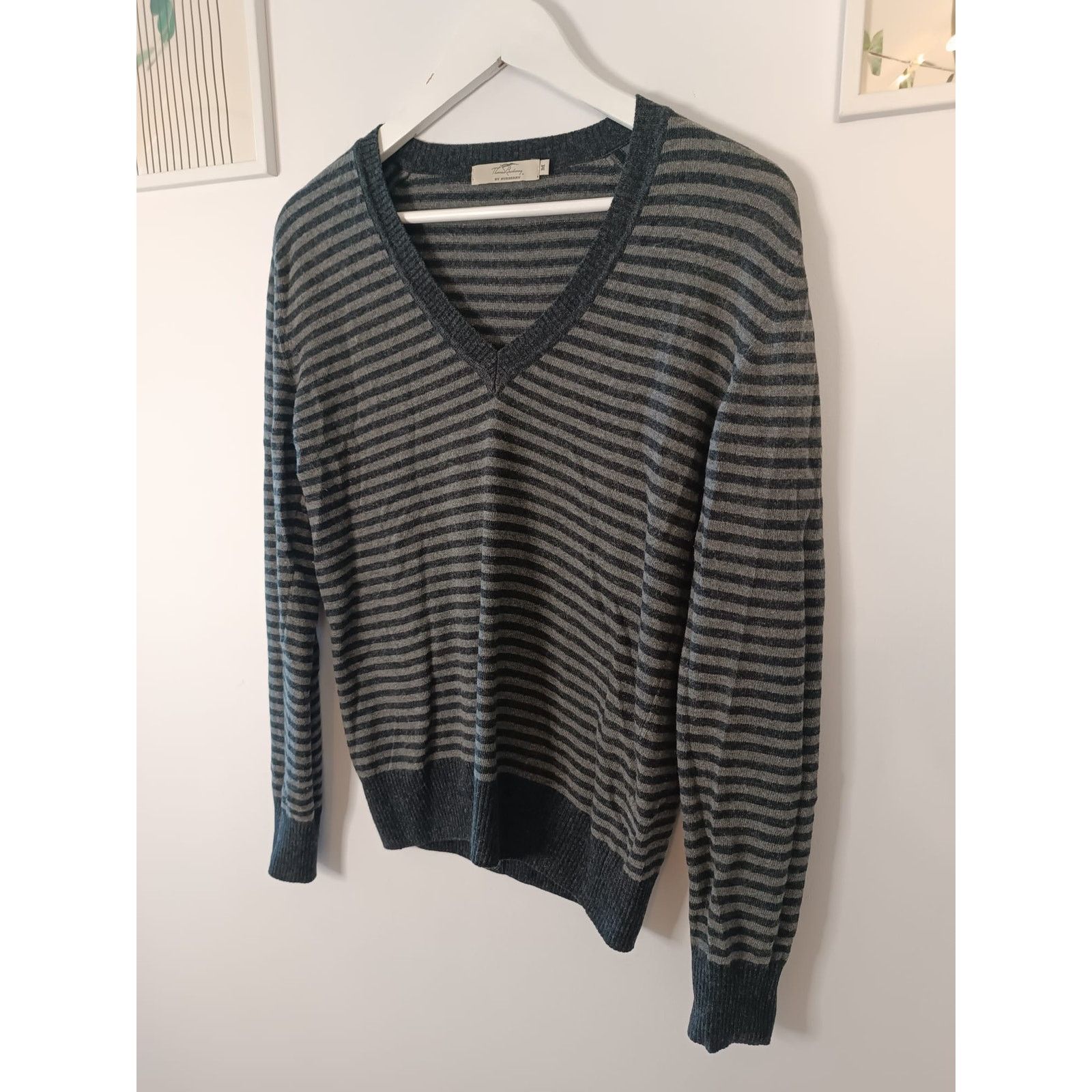 Burberry Burberry Women V-Neck Jumper Knitwear Sweater Striped Wool Size M / US 6-8 / IT 42-44 - 9 Thumbnail