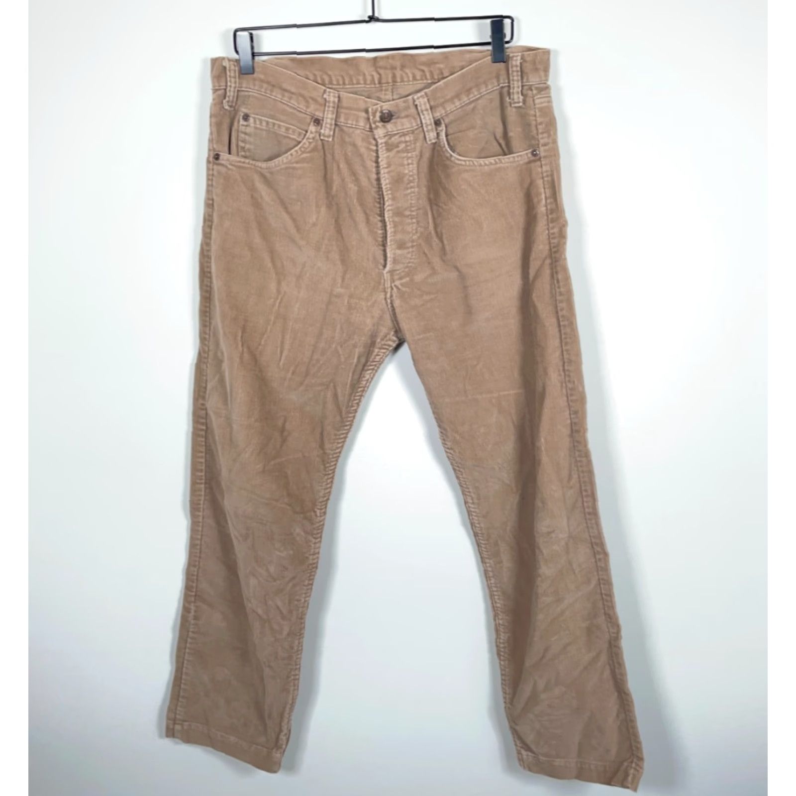 Levi's VINTAGE Levi's 521 Corduroy Pants Men's 35 x 28 Beige Tapered 80s Retro Size US 35 - 2 Thumbnail
