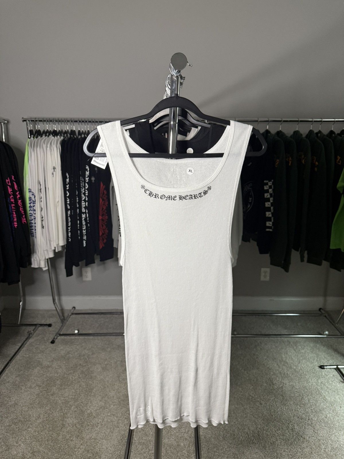 Chrome Hearts Chrome Hearts White Scroll Logo Ribbed Tank Top Size US M / EU 48-50 / 2 - 1 Thumbnail