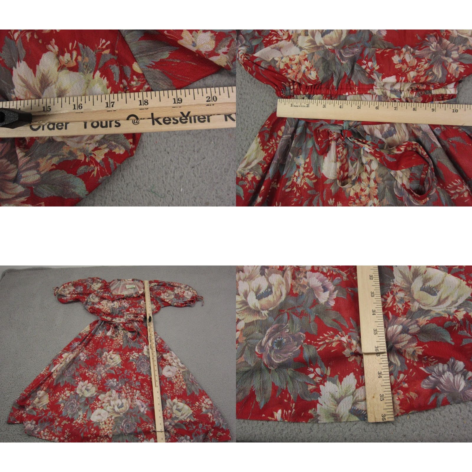Vintage VINTAGE Patty O’Neil Dress Womens 11 Red Floral Boho Cottagecore Tie Waist 70s Size L / US 10 / IT 46 - 8 Thumbnail