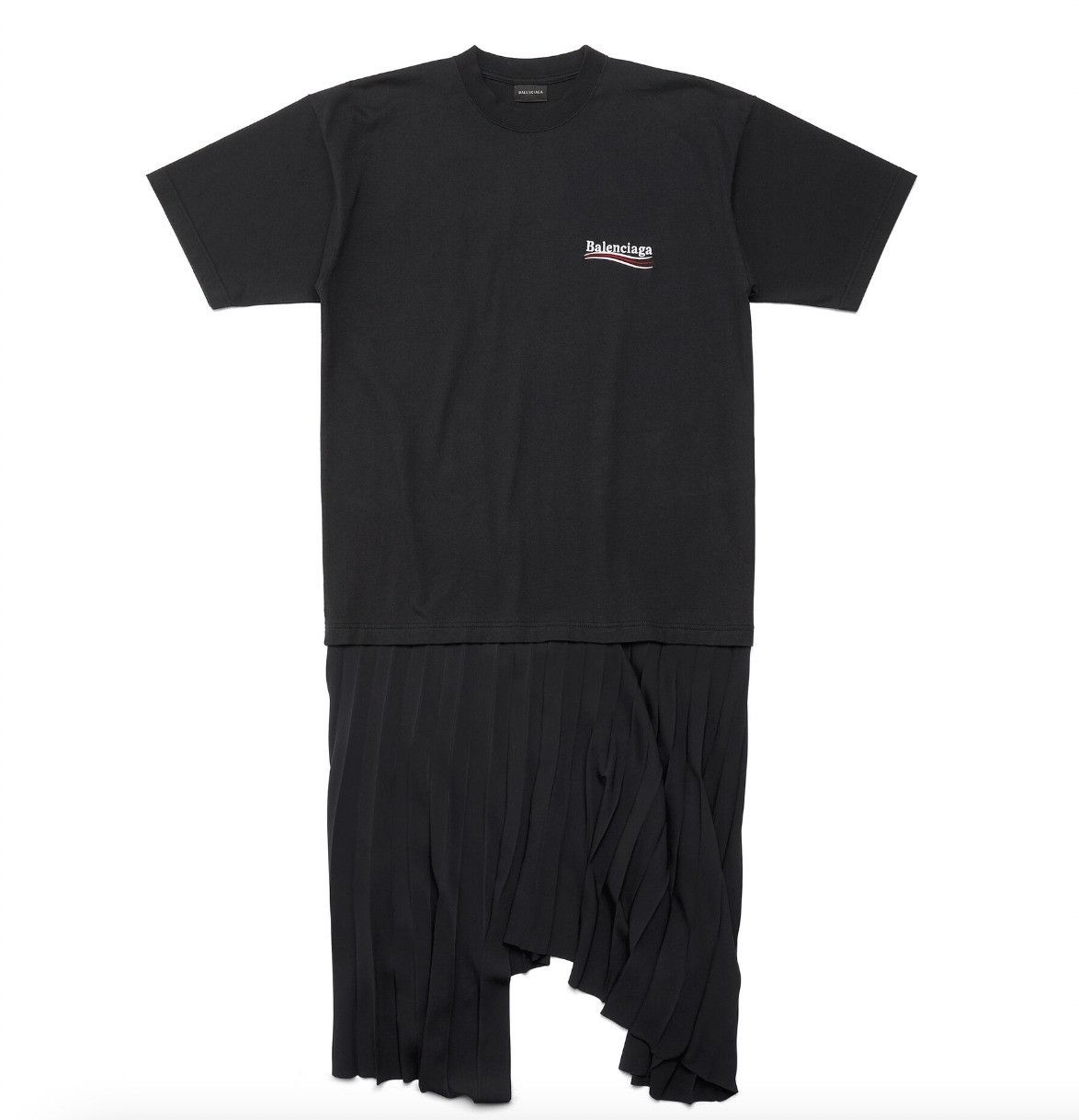 Balenciaga o1bcso1str0326 Political Campaign Pleated T-Shirt Dress Size S / US 4 / IT 40 - 2 Thumbnail