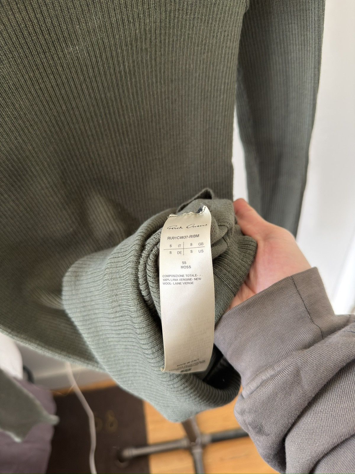 Rick Owens SS23 EDFU Moss Ribbed Sweater Size US S / EU 44-46 / 1 - 5 Thumbnail