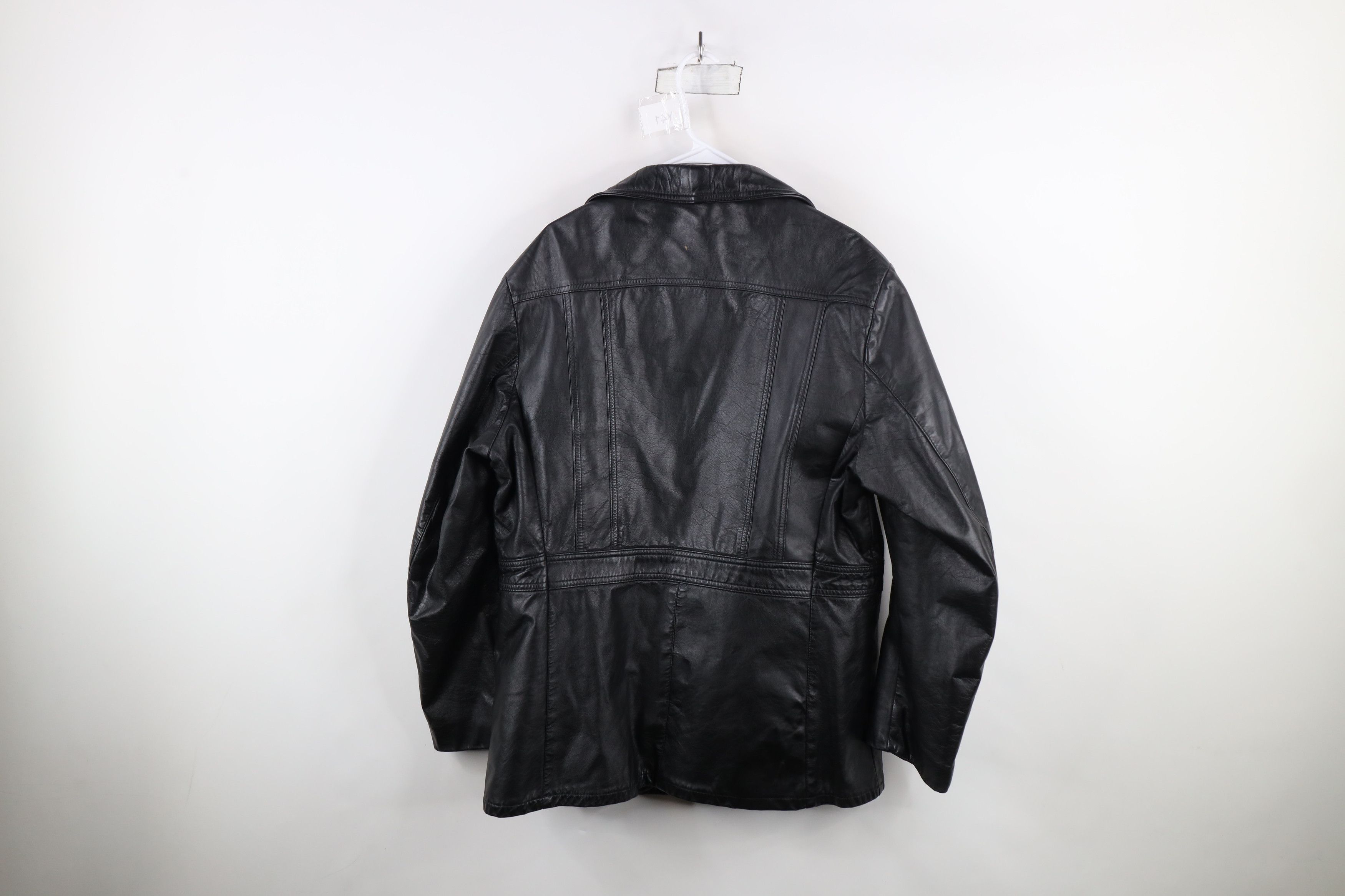 Vintage Vintage 70s Streetwear Full Button Leather Jacket Black USA Size US XXL / EU 58 / 5 - 15 Thumbnail