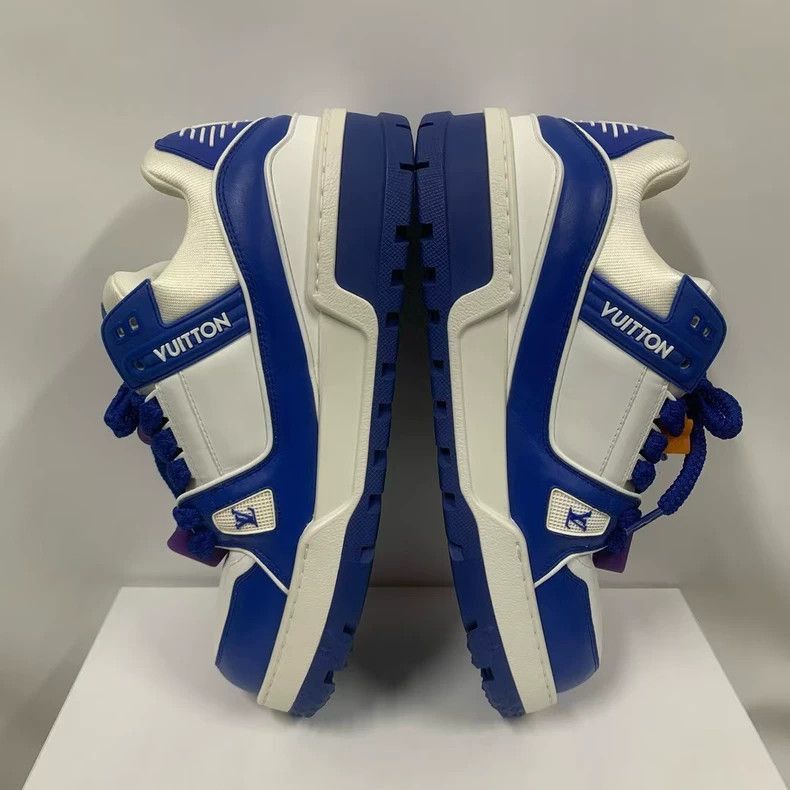 Louis Vuitton lv trainer white blue sneakers-2508 Size US 10 / EU 43 - 6 Thumbnail
