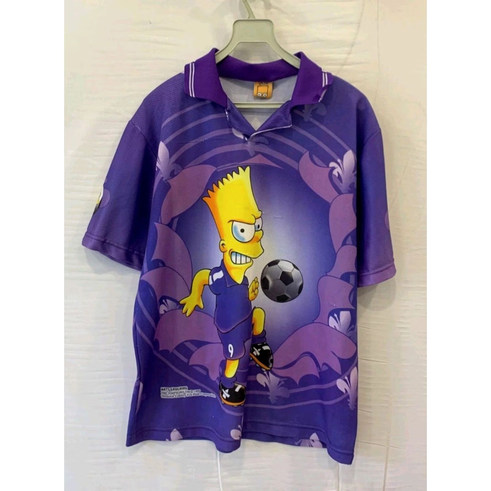 Vintage VINTAGE Bart Simpson Soccer Jersey Purple Knit Polo Shirt 90s The Simpsons Mens Small S Purple 90s Bart Simpson Mens Size US S / EU 44-46 / 1 - 2 Thumbnail