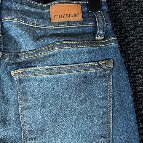 Vintage Judy Blue Jeans Skinny Distressed Leopard Patch 5-Pocket Denim Blue 24 Womens - JB82166DK Size 42" / US 20 - 5 Thumbnail
