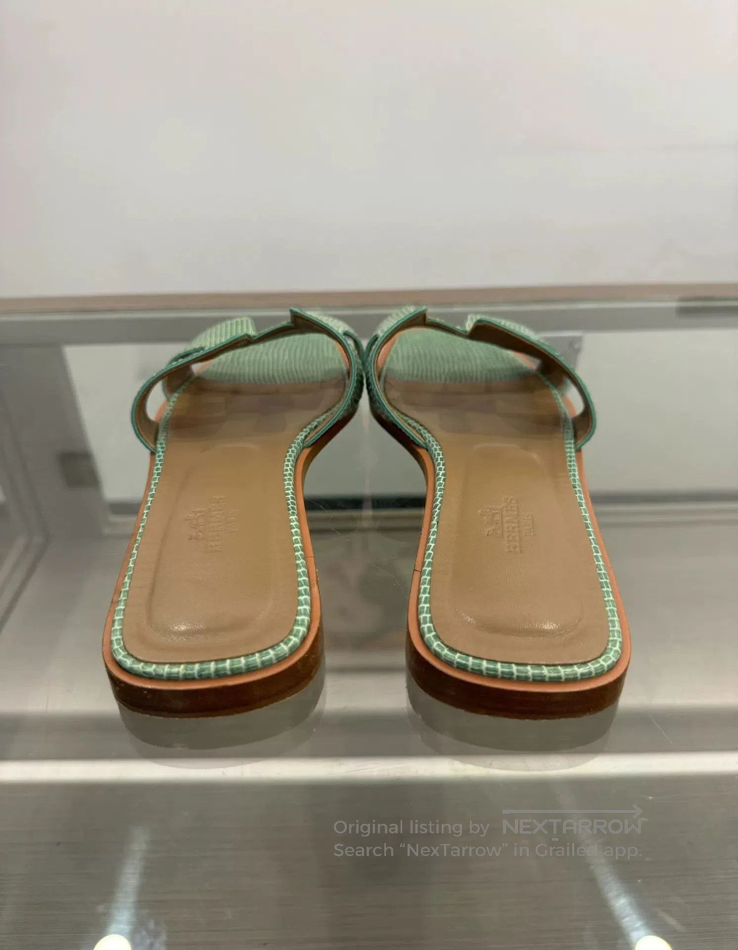 Hermes Hermes Green Lizard Skin H Women's Slippers. Size US 7 / IT 37 - 5 Thumbnail