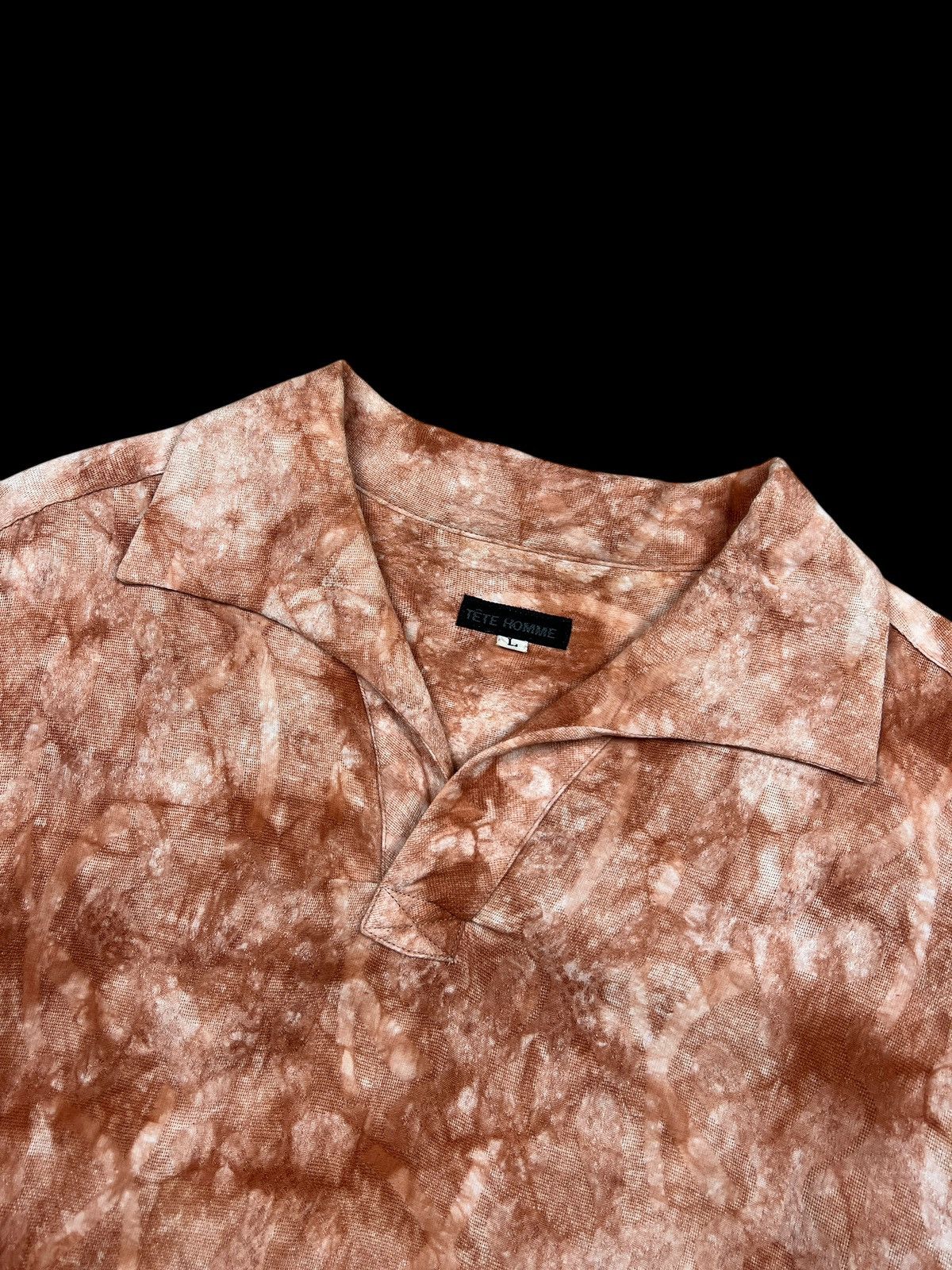 Issey Miyake × Tete Homme Tete Homme Rayon Textured Longsleeve Open Collar Shirt Size US L / EU 52-54 / 3 - 9 Thumbnail