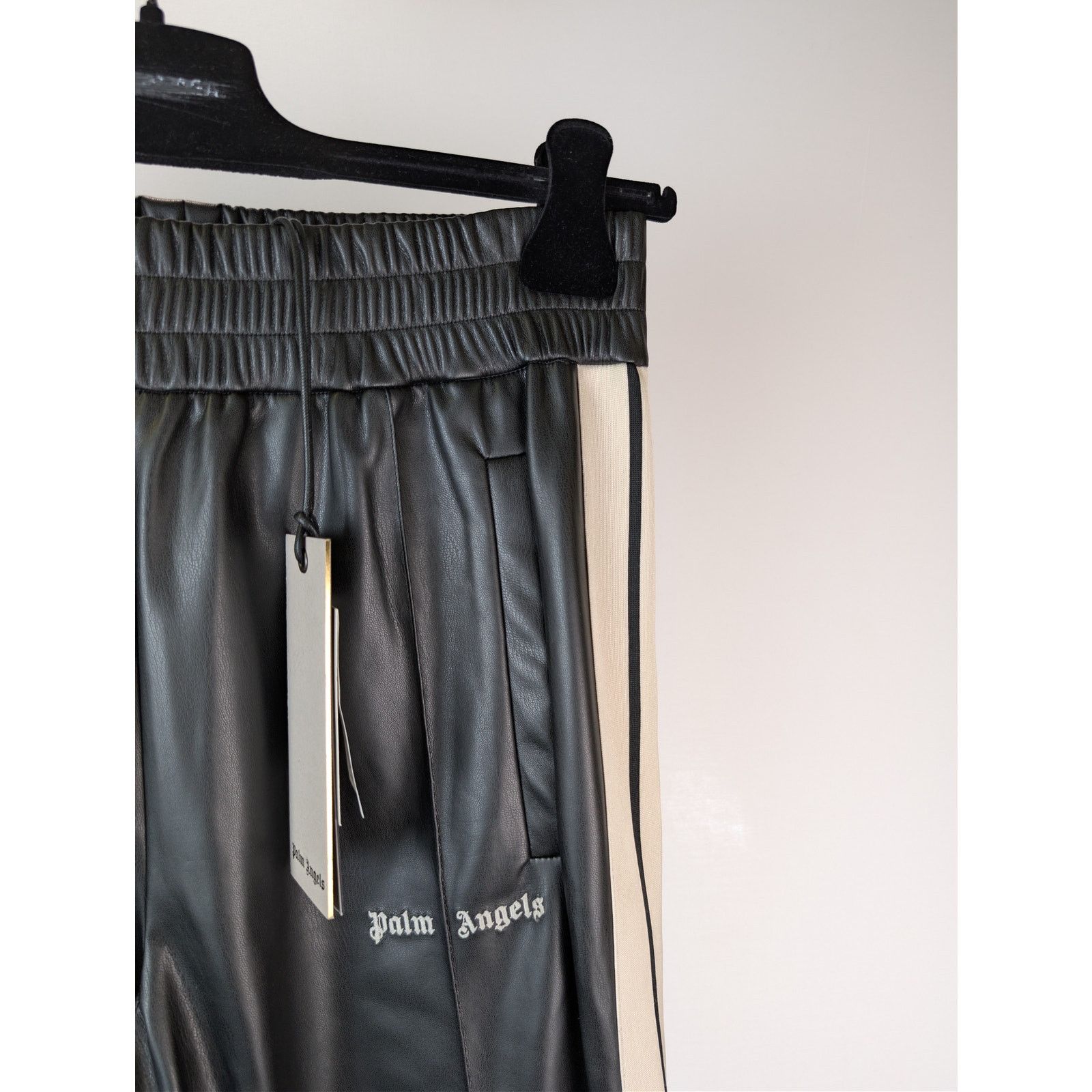 Palm Angels o1rshd1 Leather Effect Track Pants in Black / Off White Size US 36 / EU 52 - 5 Thumbnail