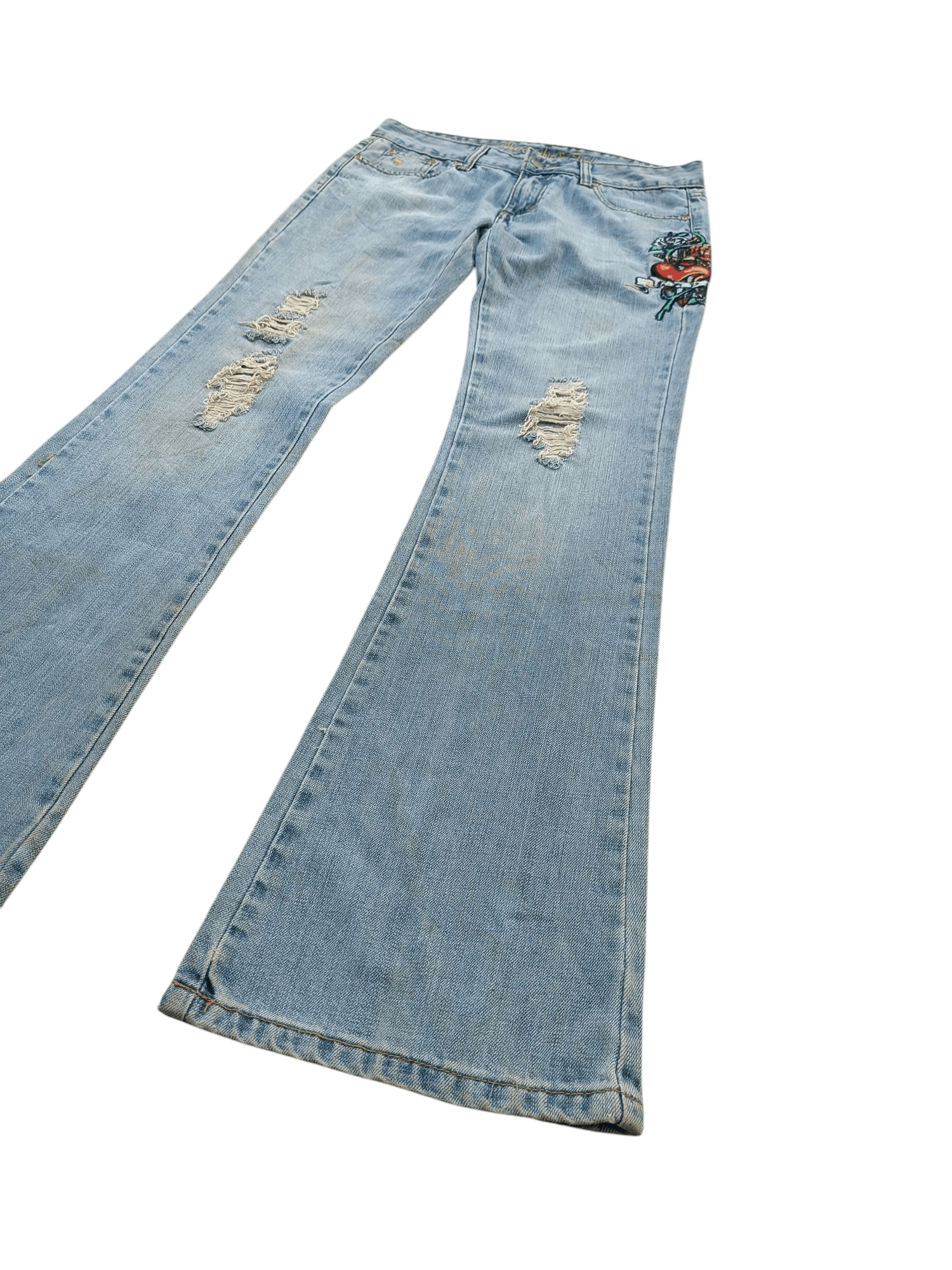 Abercrombie & Fitch FLARED Abercrombie & Fitch Distressed Embroidery Denim E218 Size US 30 / EU 46 - 2 Thumbnail