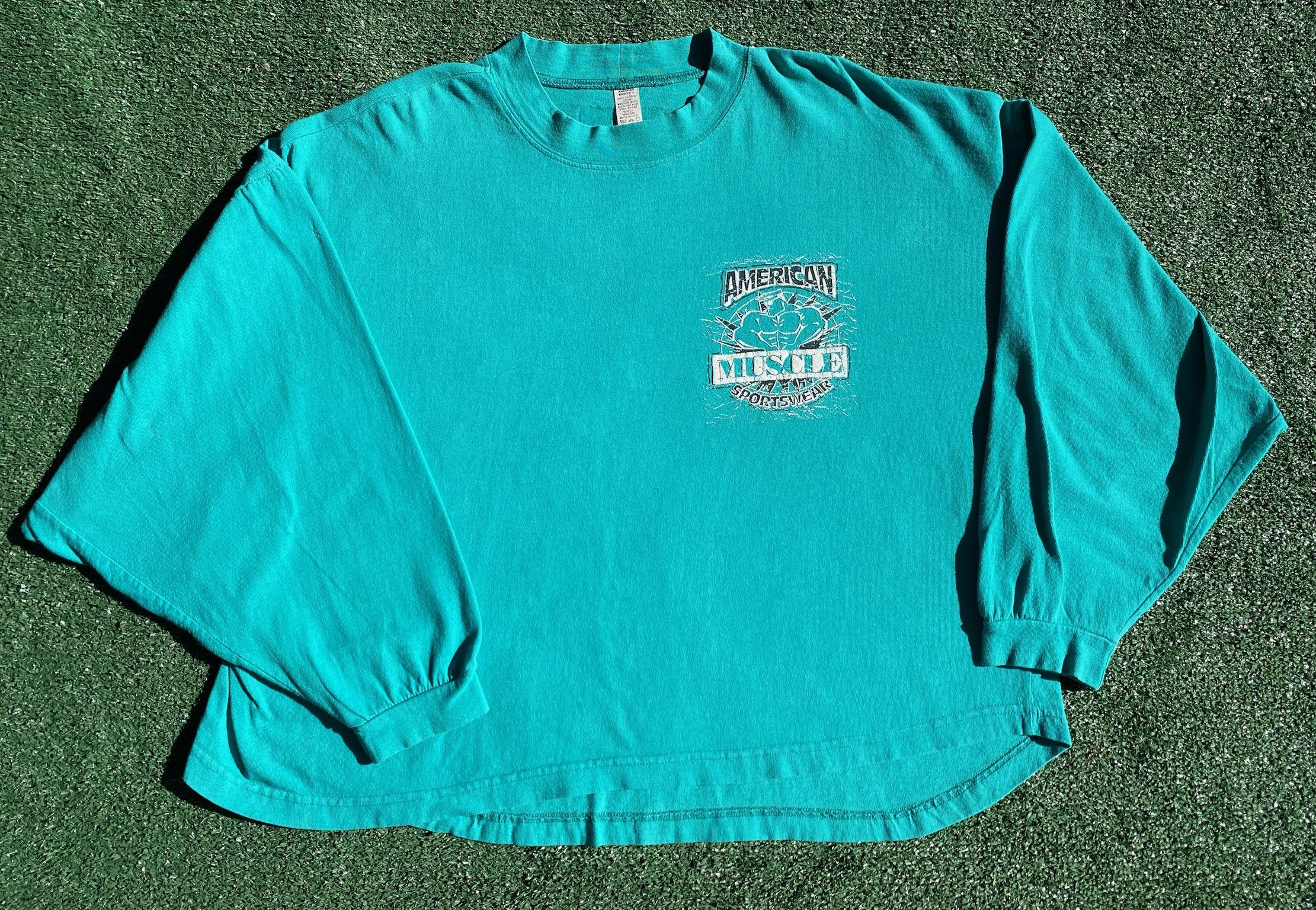 Vintage 80’s American Muscle Weightlifting Long Sleeve T-Shirt XL Size US XL / EU 56 / 4 - 1 Thumbnail